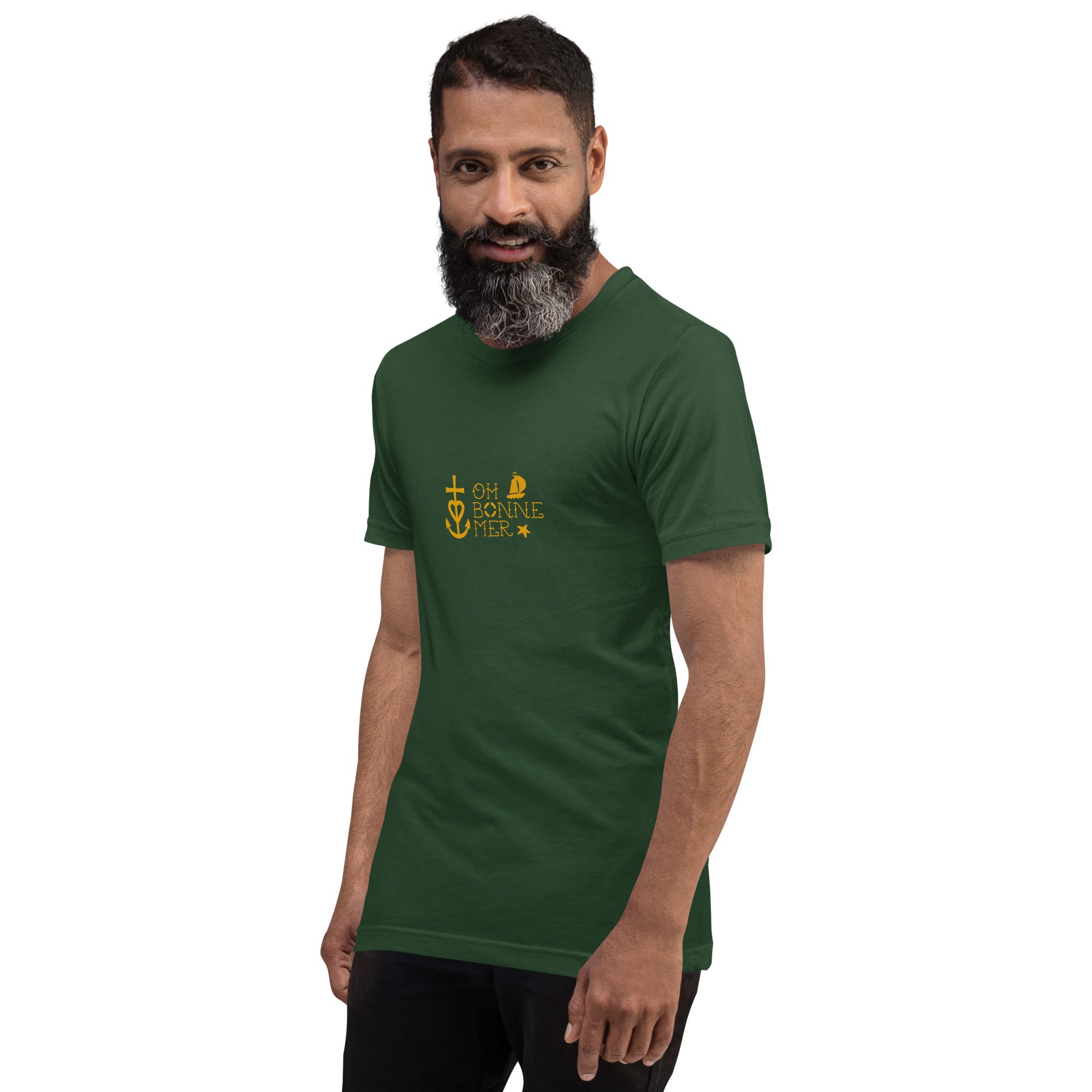 Unisex cotton t-shirt Oh Bonne Mer 2 on greens