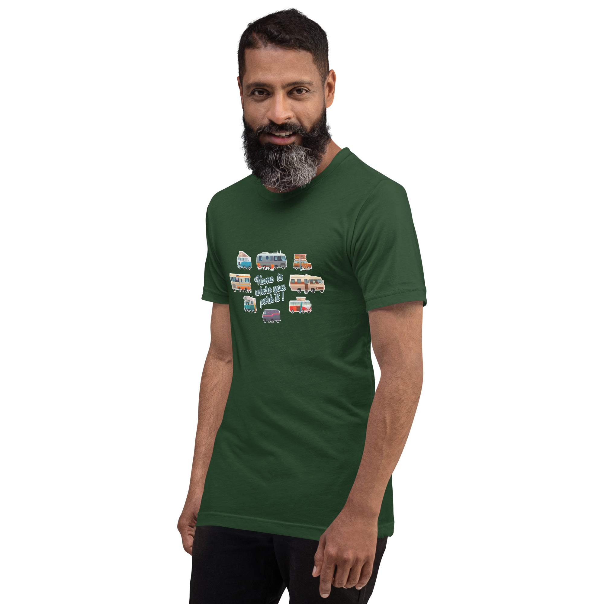 Unisex t-shirt Square Vintage Campers on greens