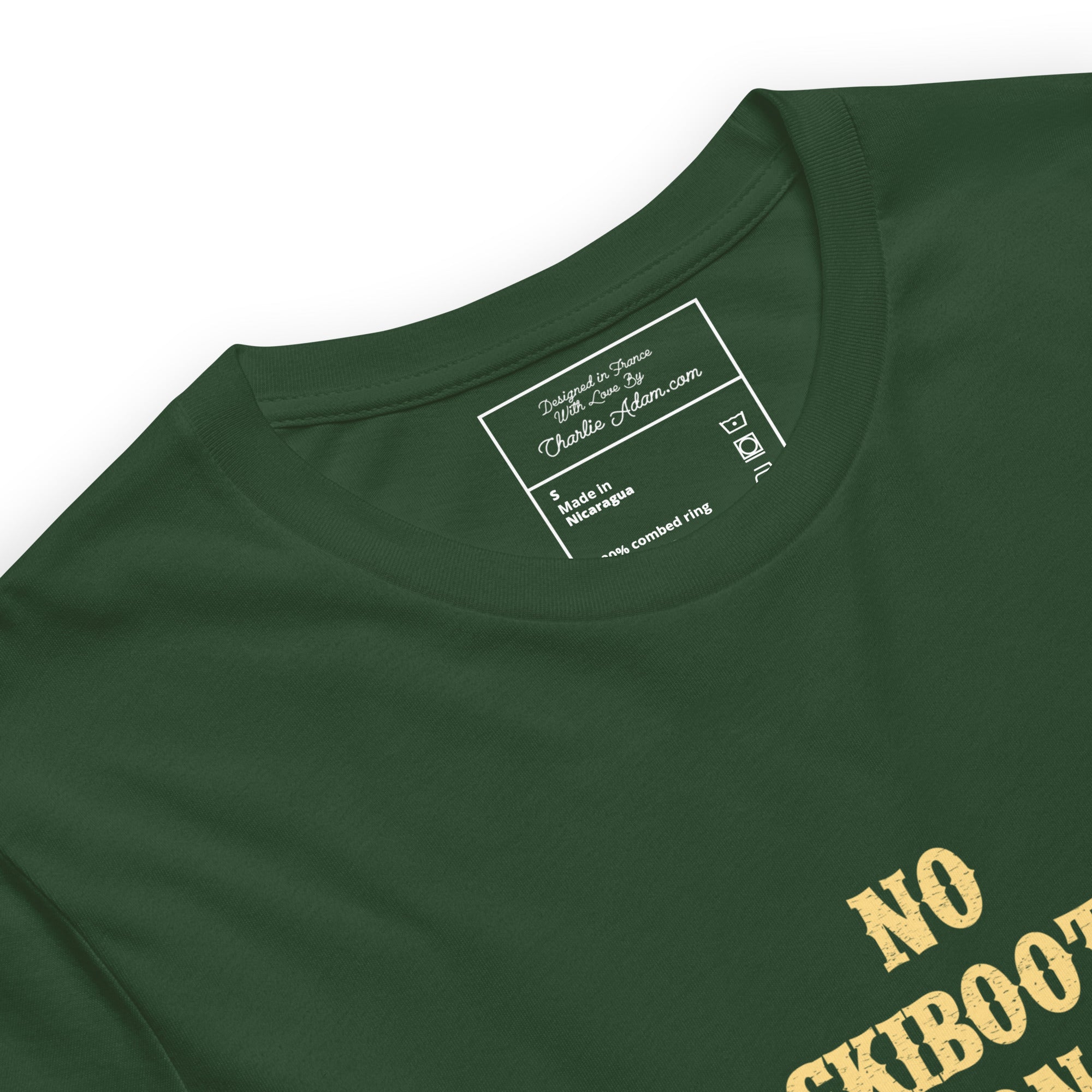 T-shirt en coton unisexe No Skiboots on Dancefloor sur couleurs foncées