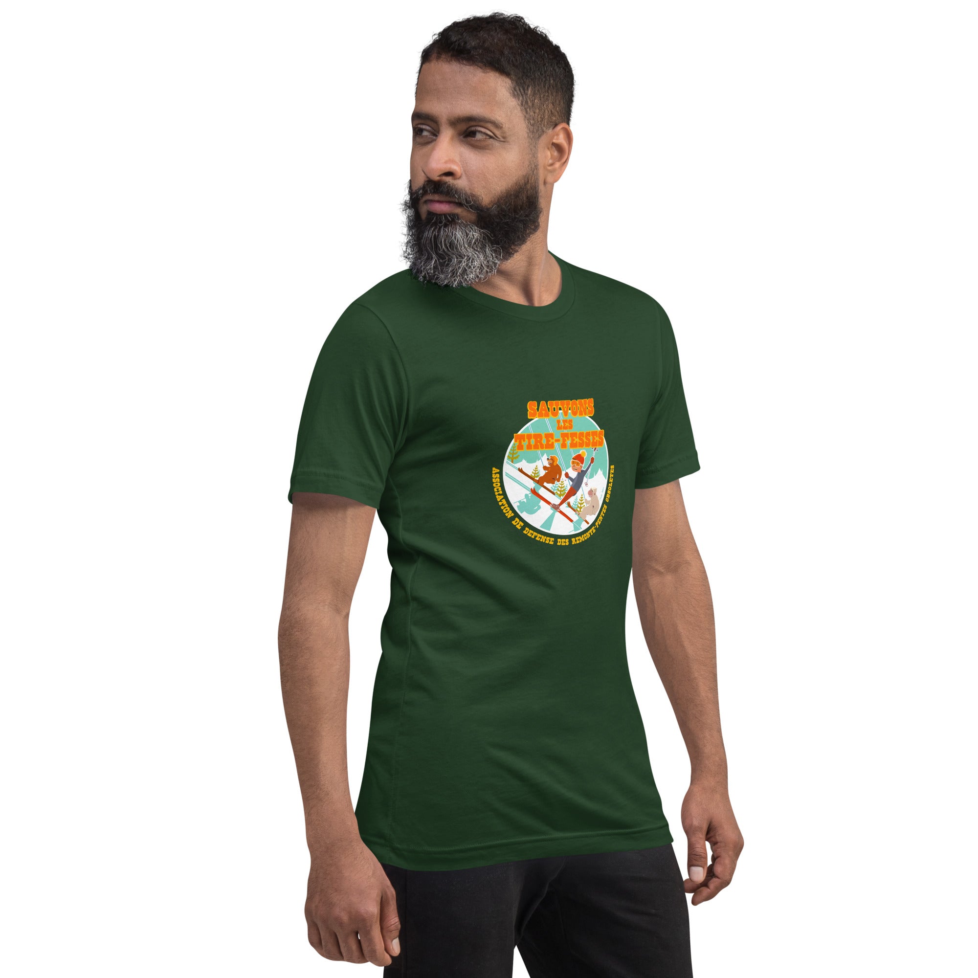 T-shirt en coton unisexe Sauvons les Tires-fesses sur couleurs foncées