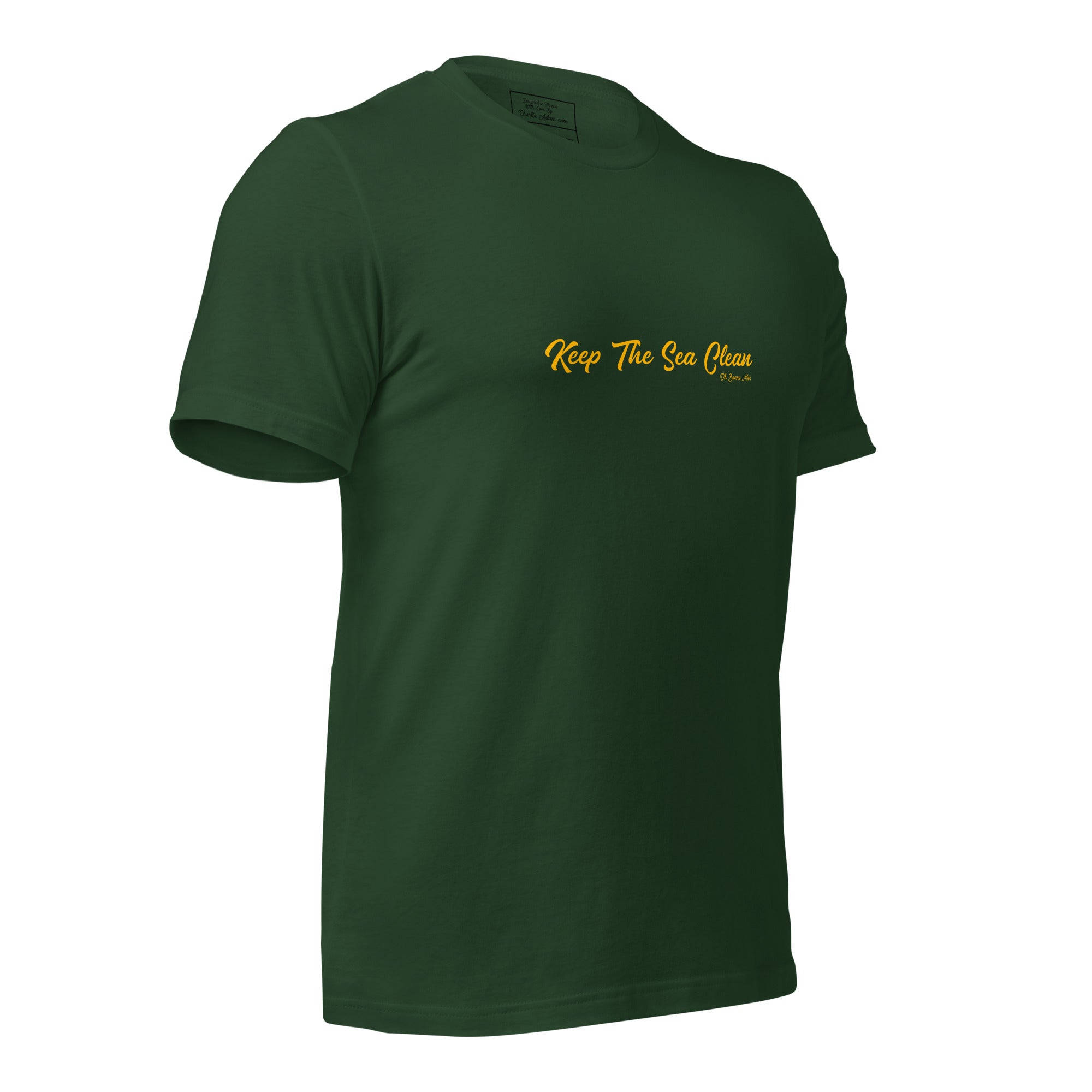 Unisex cotton t-shirt Keep The Sea Clean on greens
