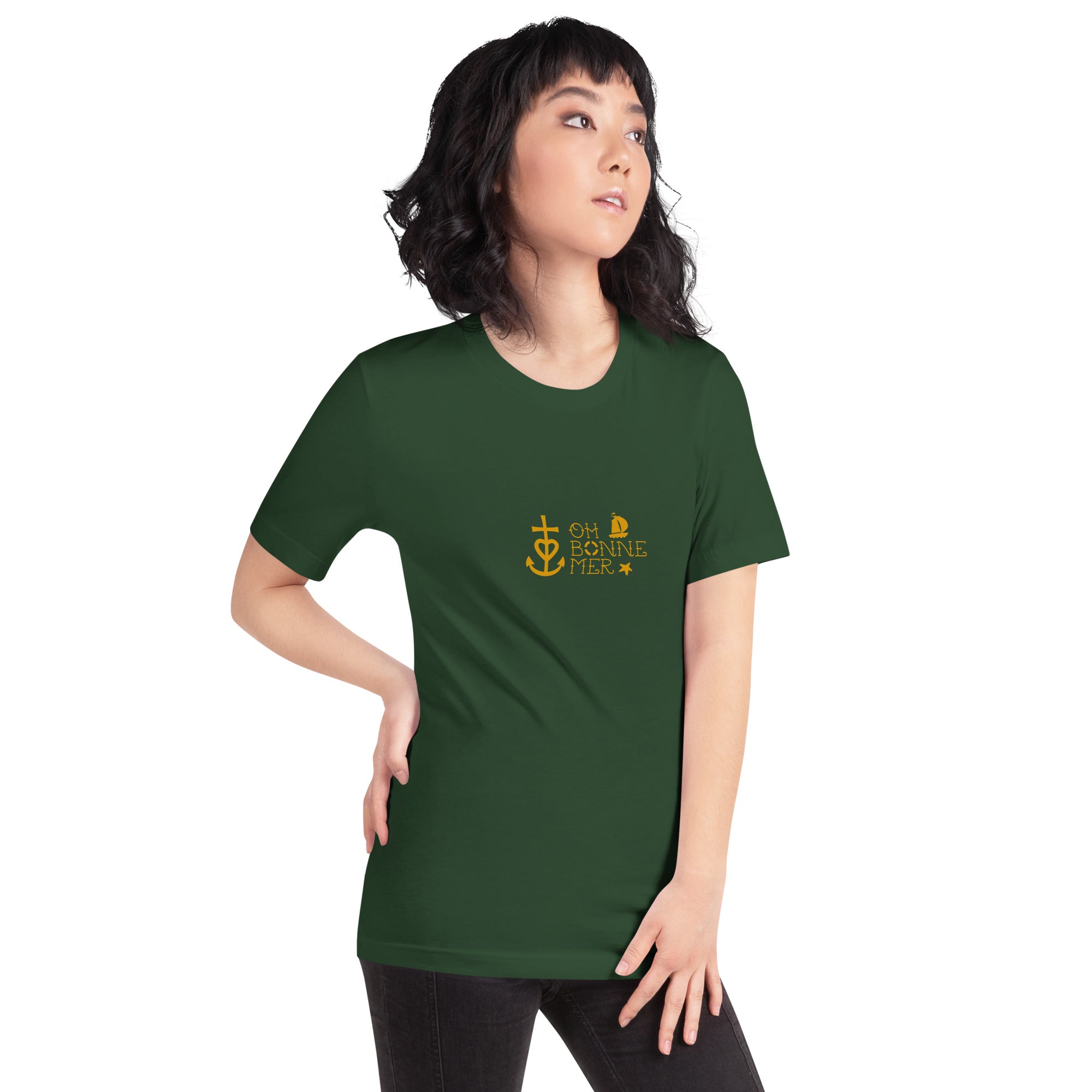 Unisex cotton t-shirt Oh Bonne Mer 2 on greens