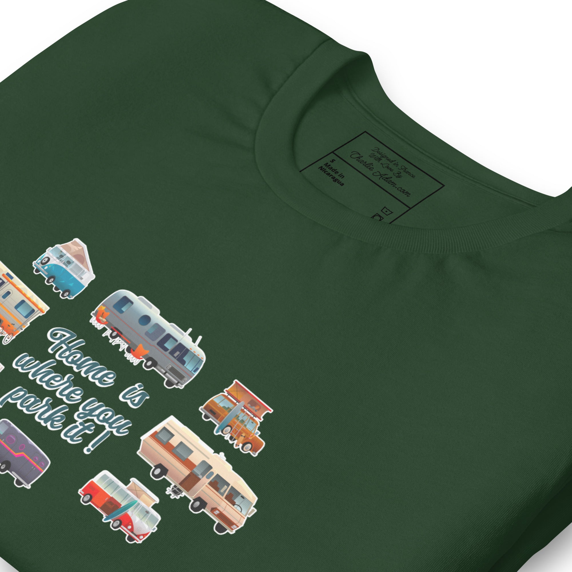 Unisex t-shirt Square Vintage Campers on greens