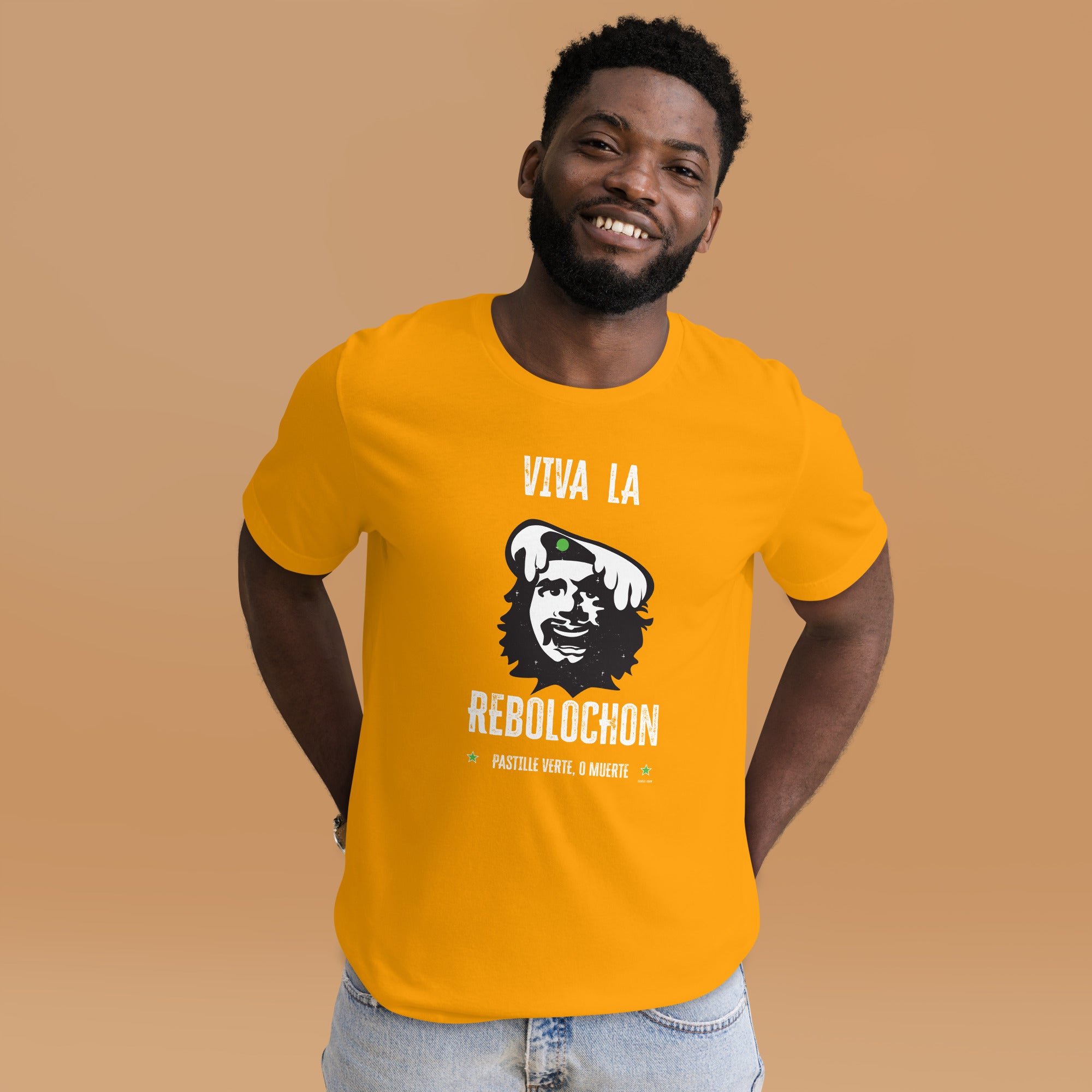 T-shirt en coton unisexe Viva la Rebolochon sur couleurs vives