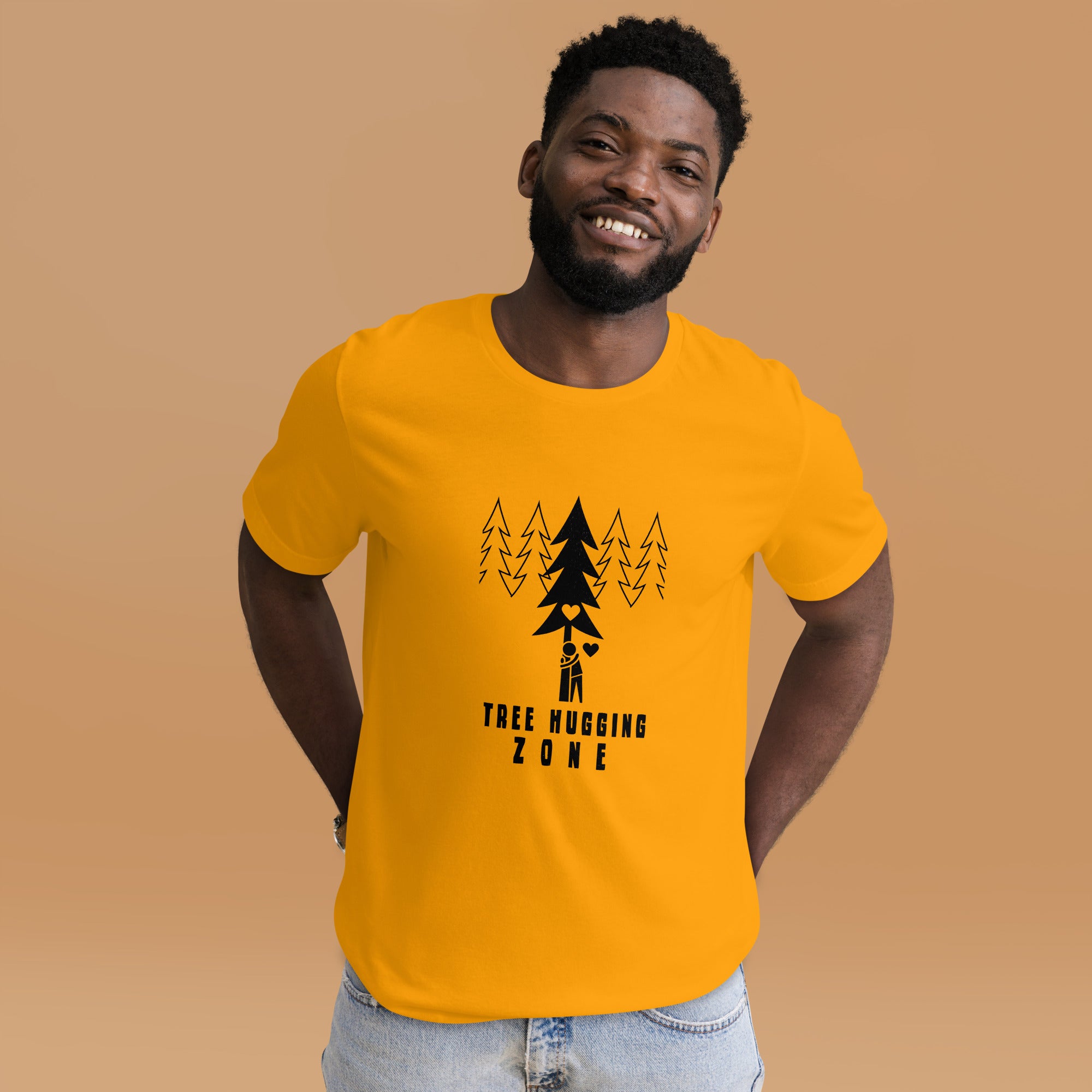 Unisex cotton t-shirt Tree hugging zone on bright colors