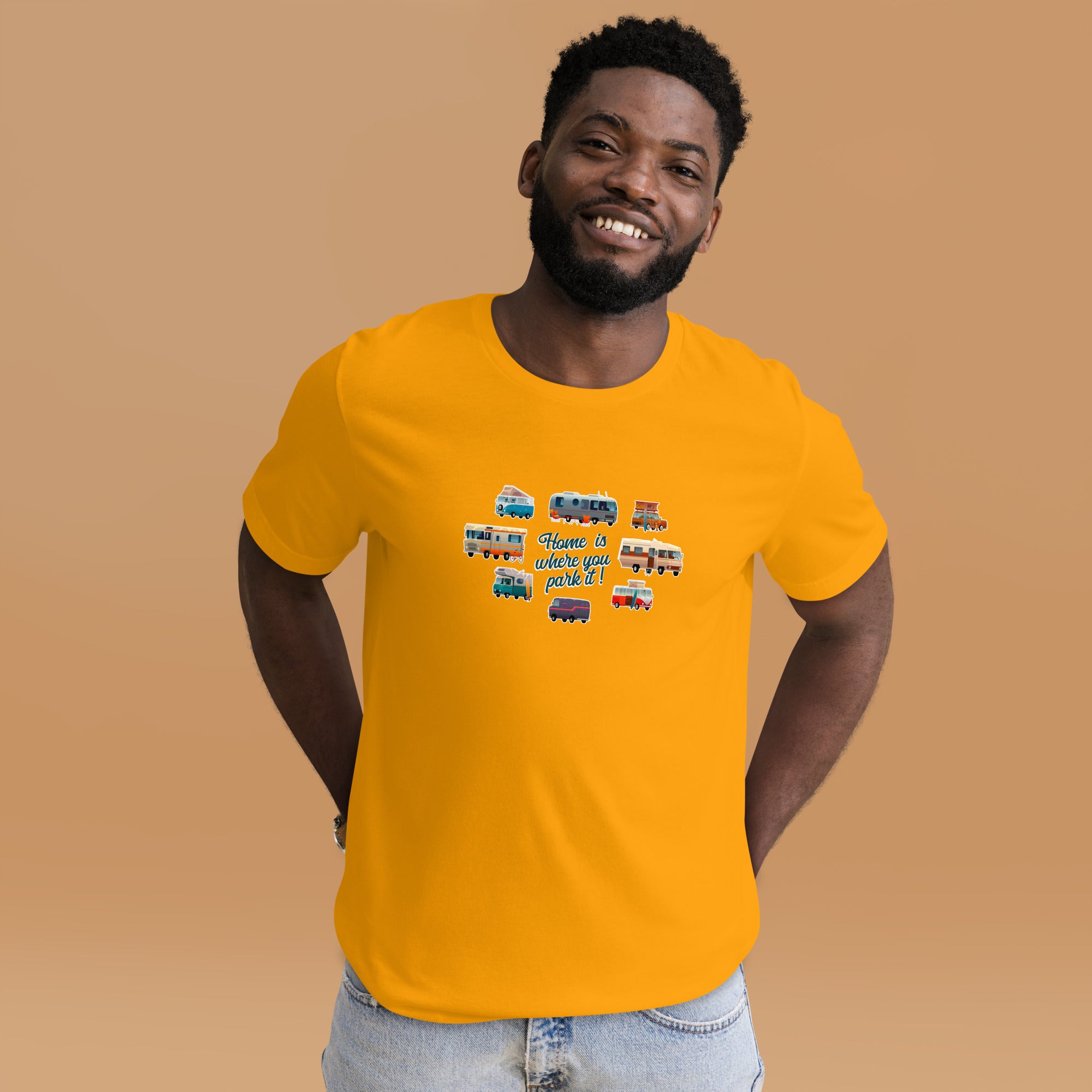 T-shirt en coton unisexe Square Vintage Campers sur couleurs vives