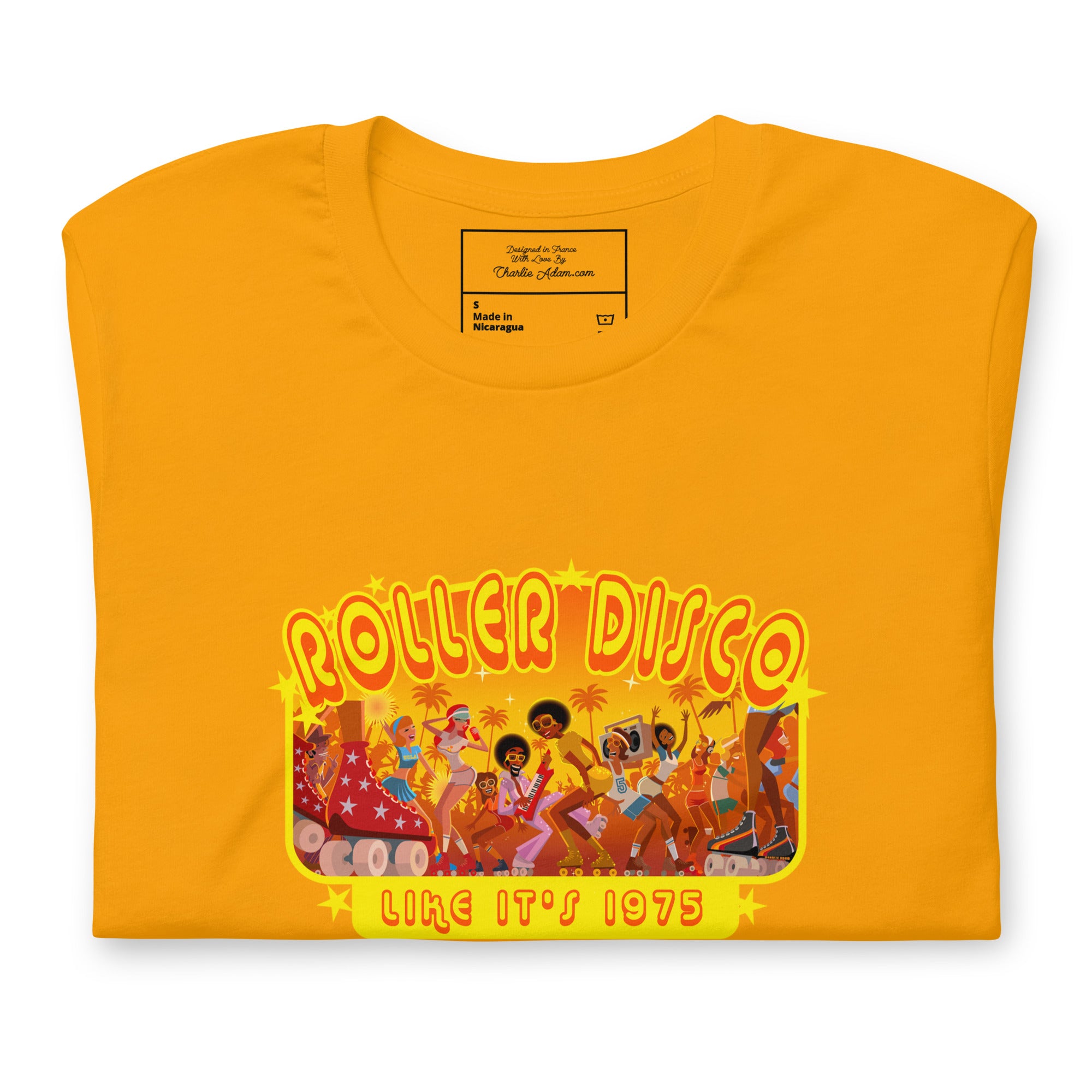 T-shirt en coton unisexe Roller Disco 1975 sur couleurs vives