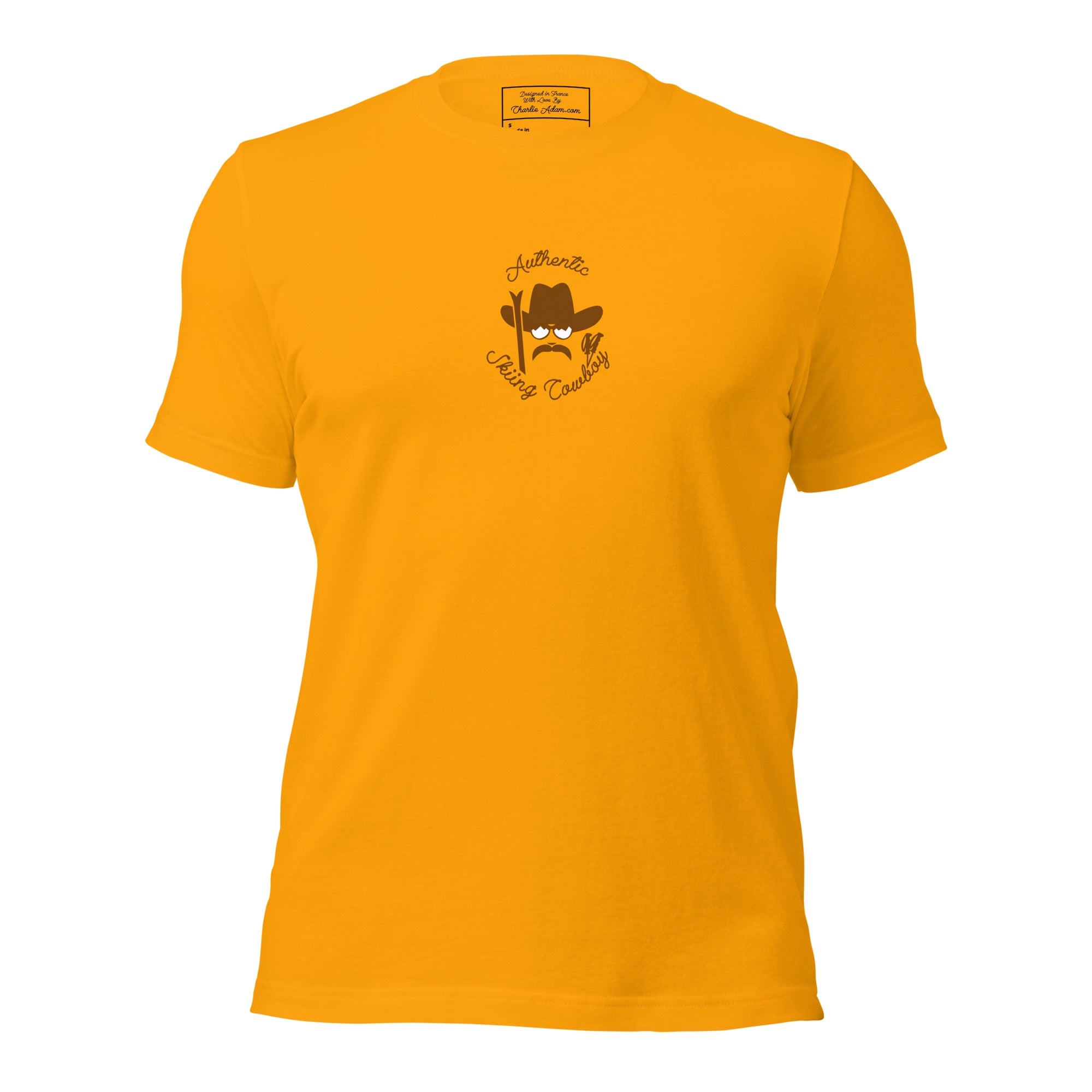 Unisex cotton t-shirt Authentic Skiing Cowboy on bright colors