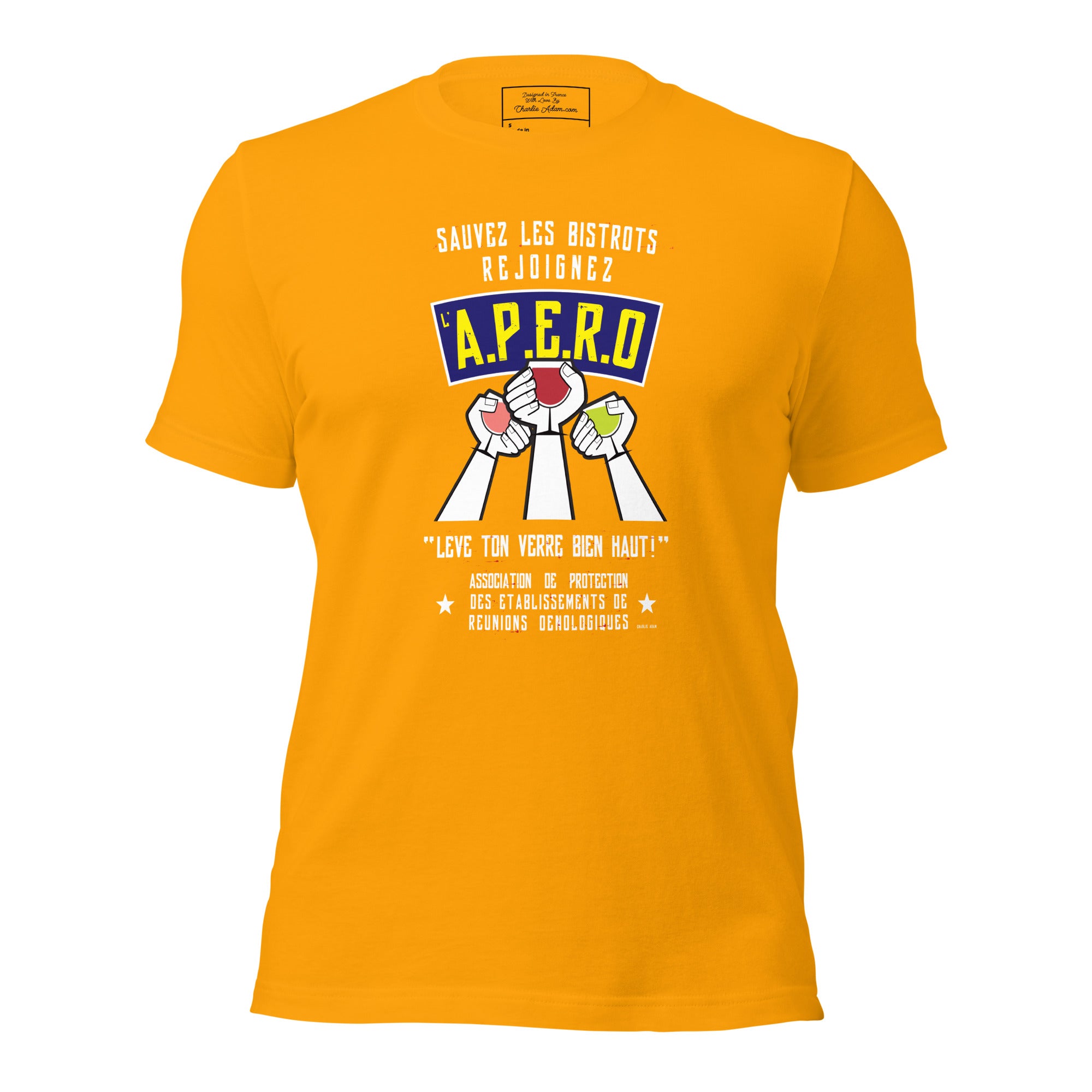 Unisex t-shirt Sauvez les Bistrots, rejoignez l'Apéro on bright colors