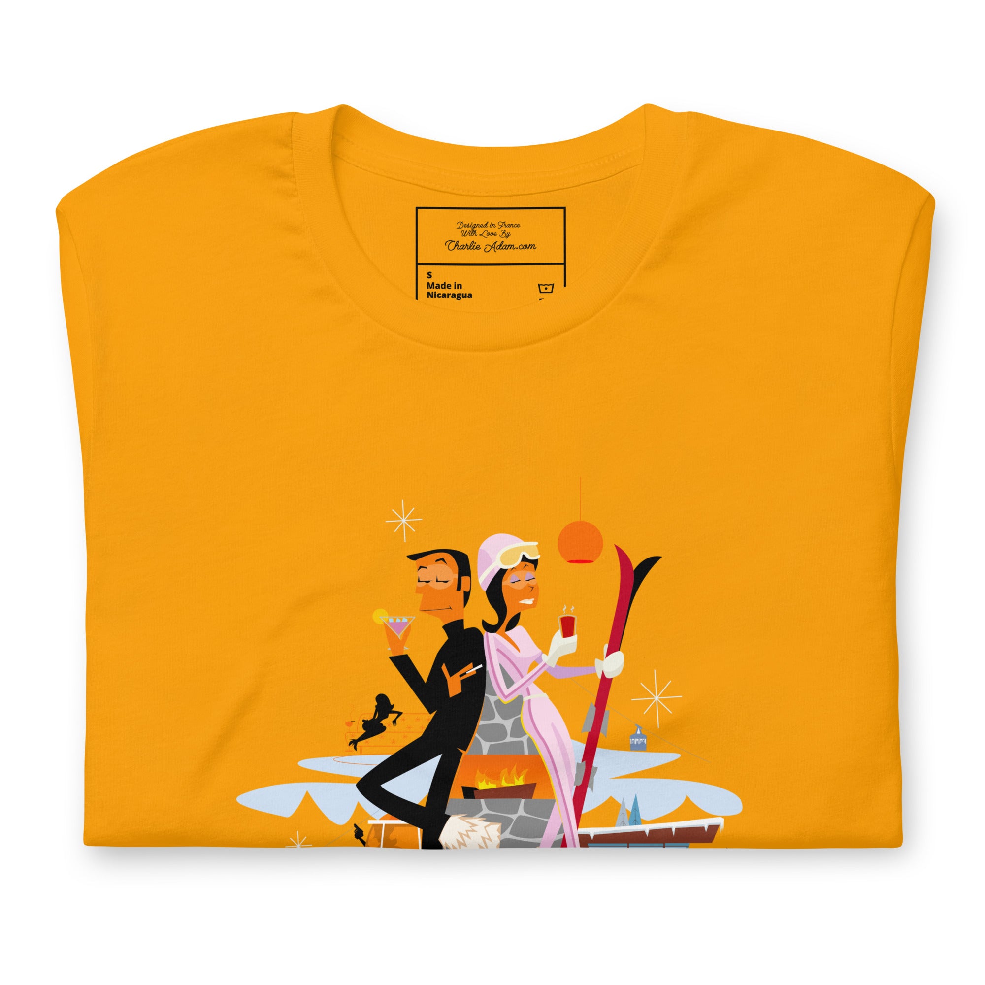Unisex cotton t-shirt License to Chill Mission Après-Ski on bright colors