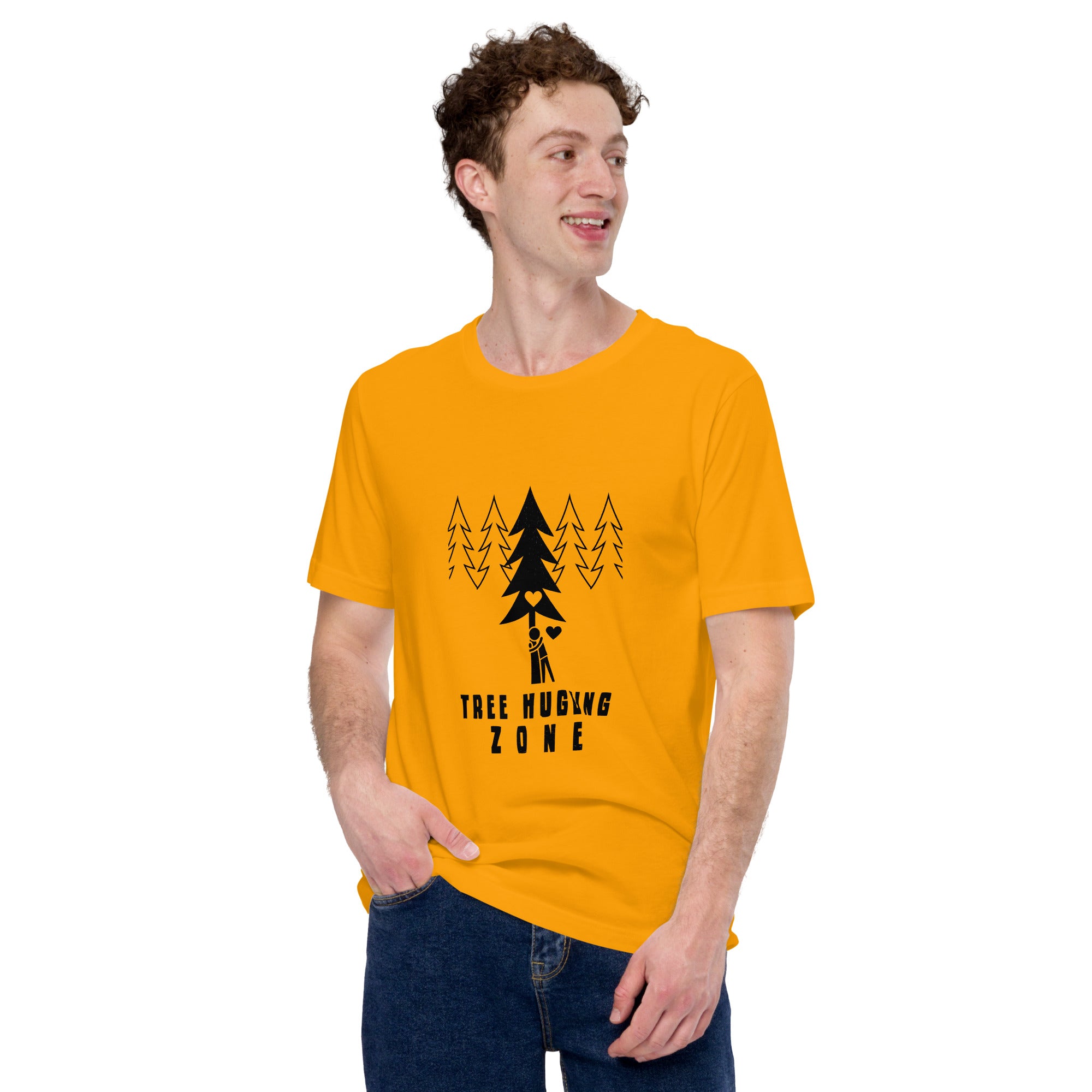 Unisex cotton t-shirt Tree hugging zone on bright colors
