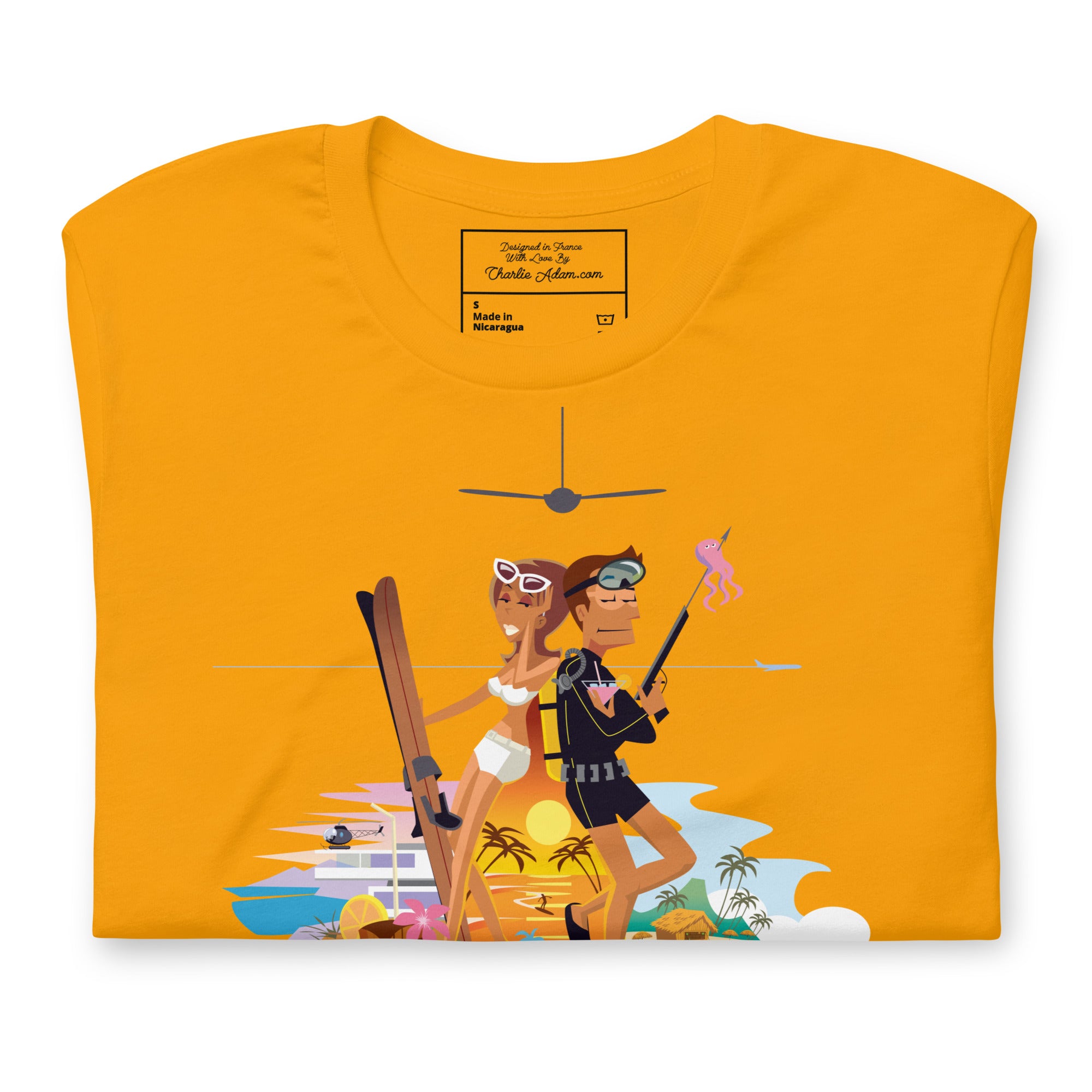 Unisex cotton t-shirt License to Chill Vamos a la Playa on bright colors