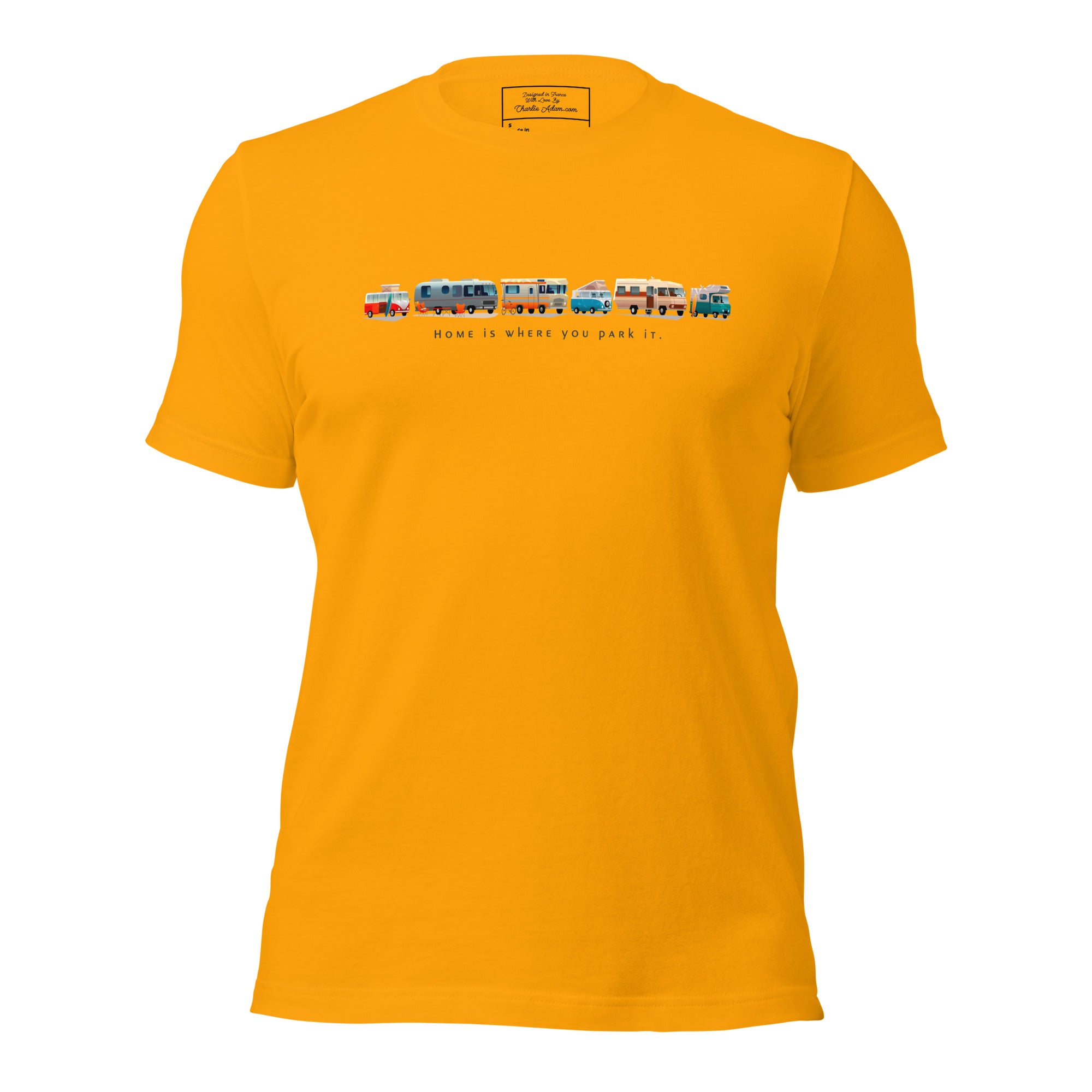 Unisex cotton t-shirt Vintage Campers on bright colors