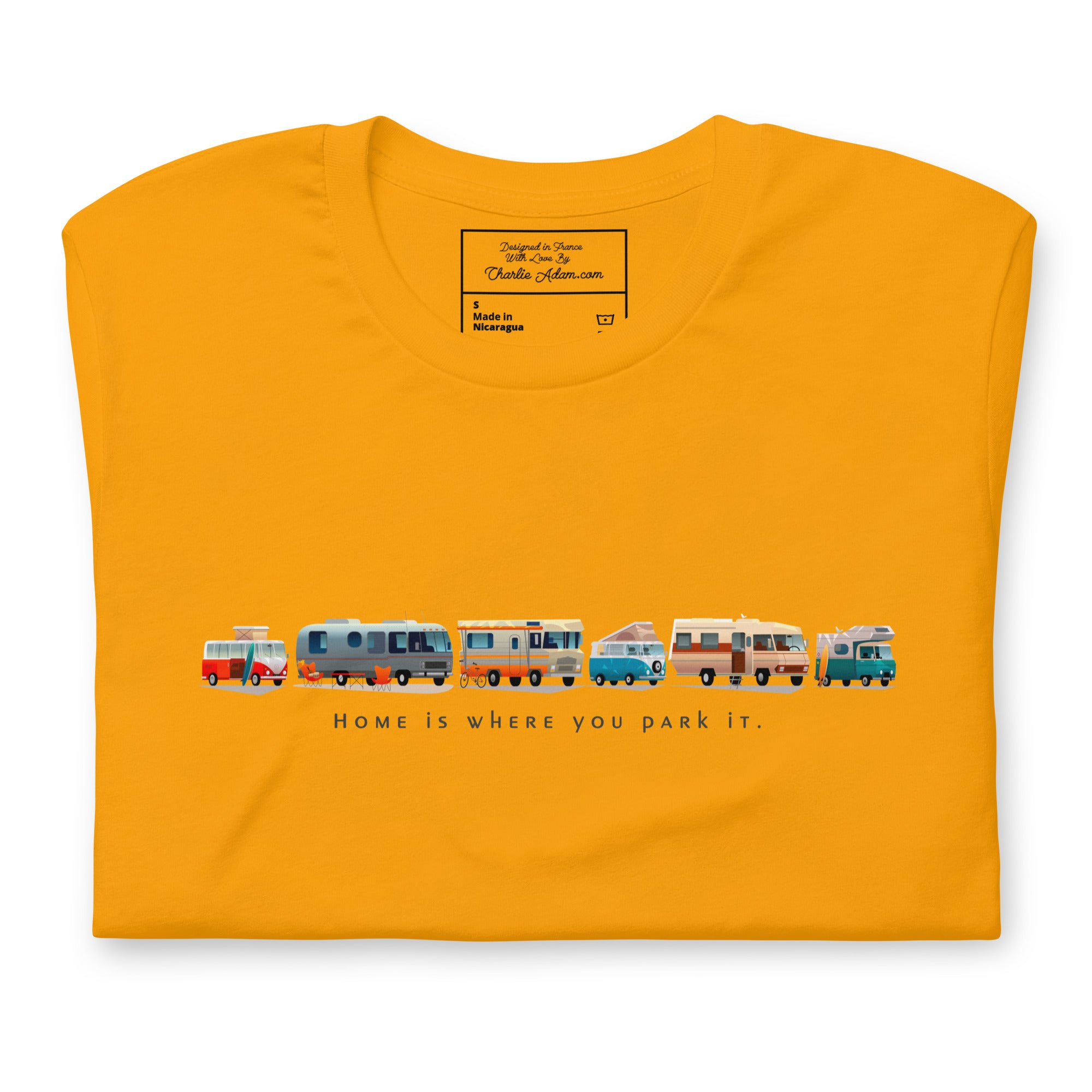 Unisex cotton t-shirt Vintage Campers on bright colors