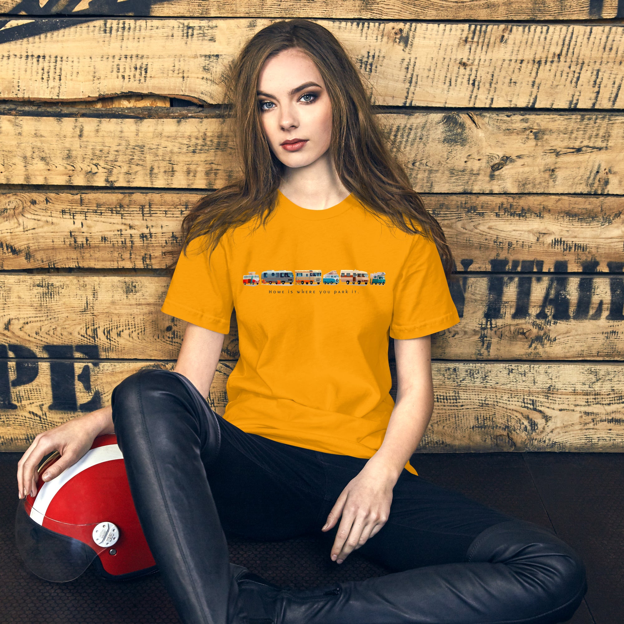 Unisex cotton t-shirt Vintage Campers on bright colors