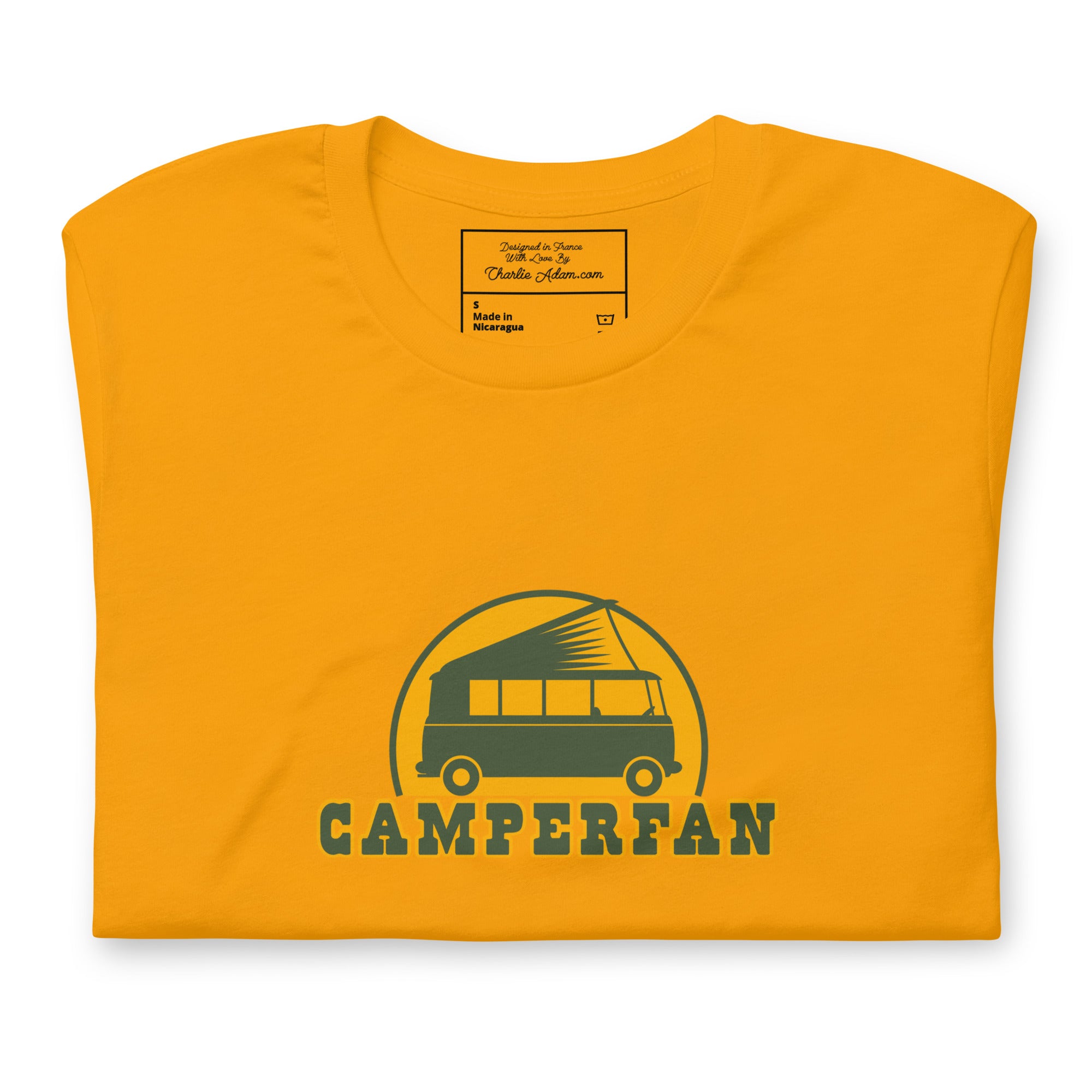 Unisex cotton t-shirt Camperfan on bright colors