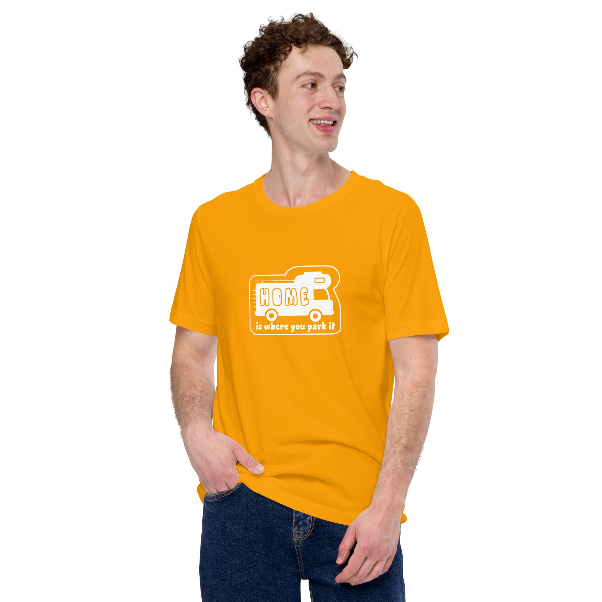 Unisex cotton t-shirt Bold Camper Van on bright colors