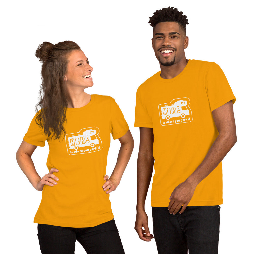 Unisex cotton t-shirt Bold Camper Van on bright colors