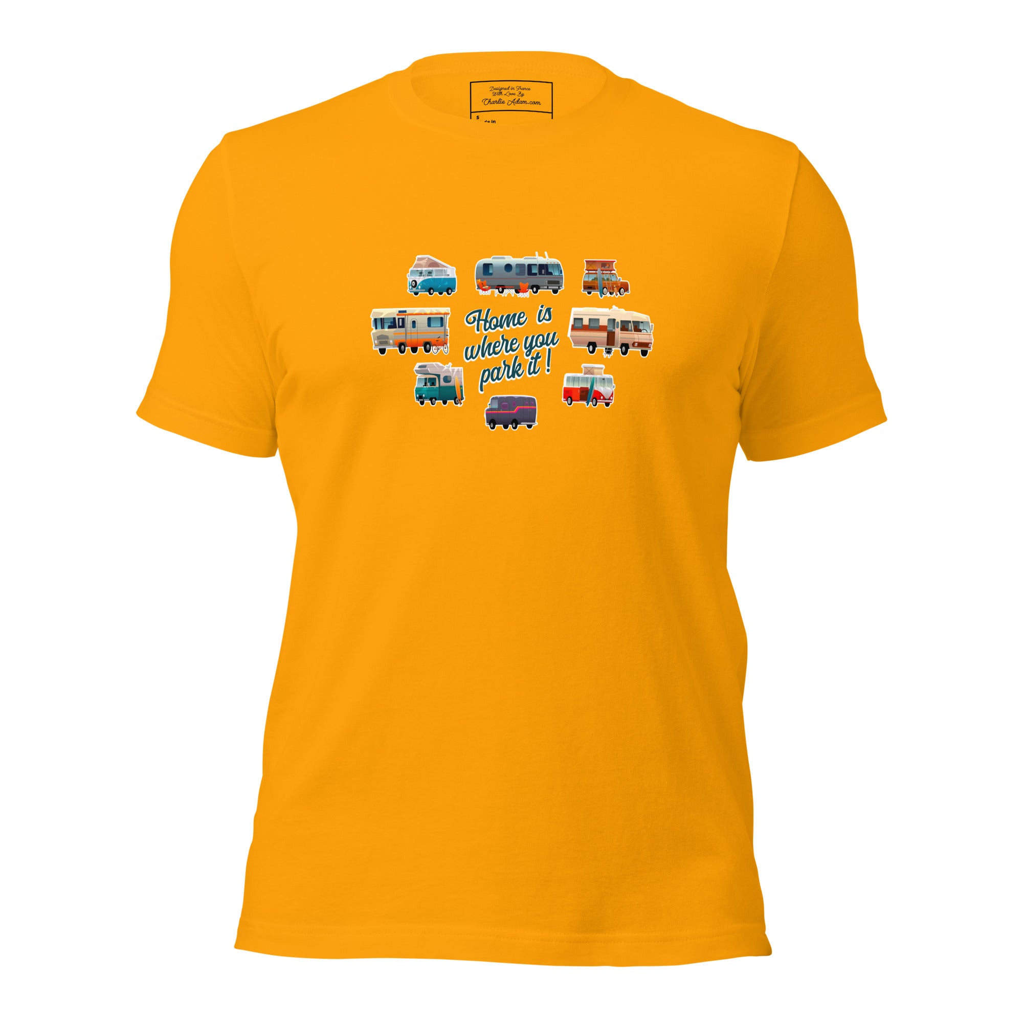 T-shirt en coton unisexe Square Vintage Campers sur couleurs vives