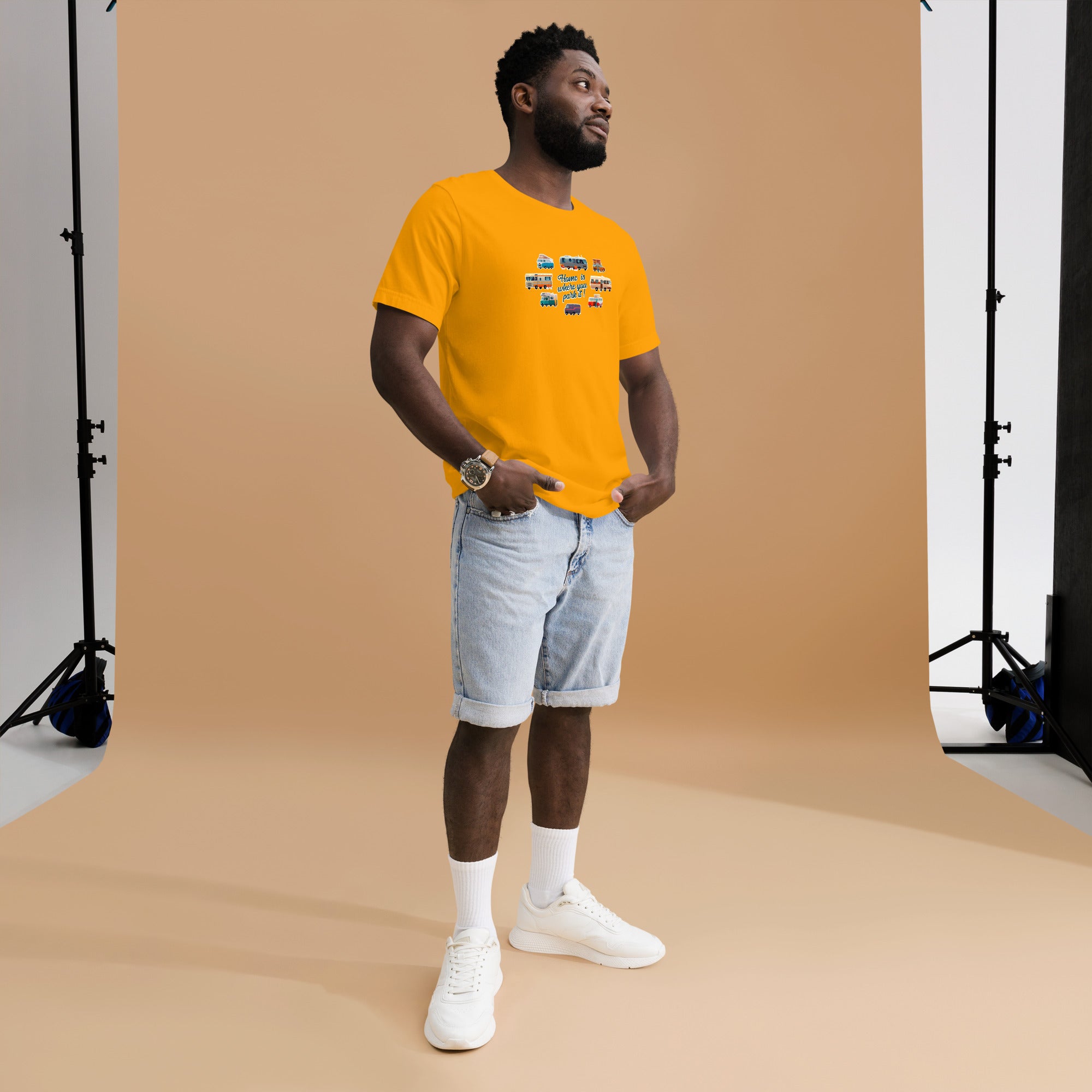 T-shirt en coton unisexe Square Vintage Campers sur couleurs vives