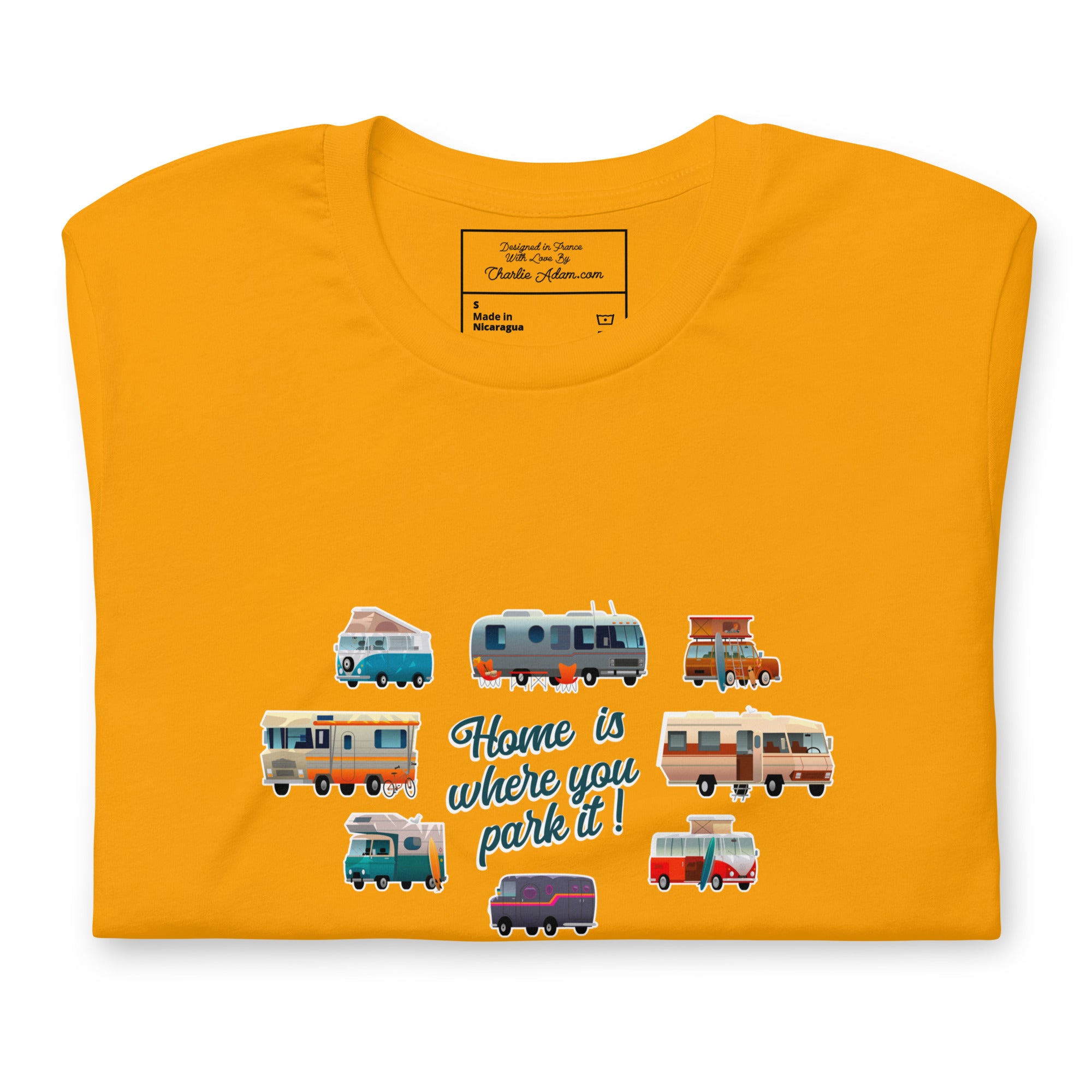 T-shirt en coton unisexe Square Vintage Campers sur couleurs vives