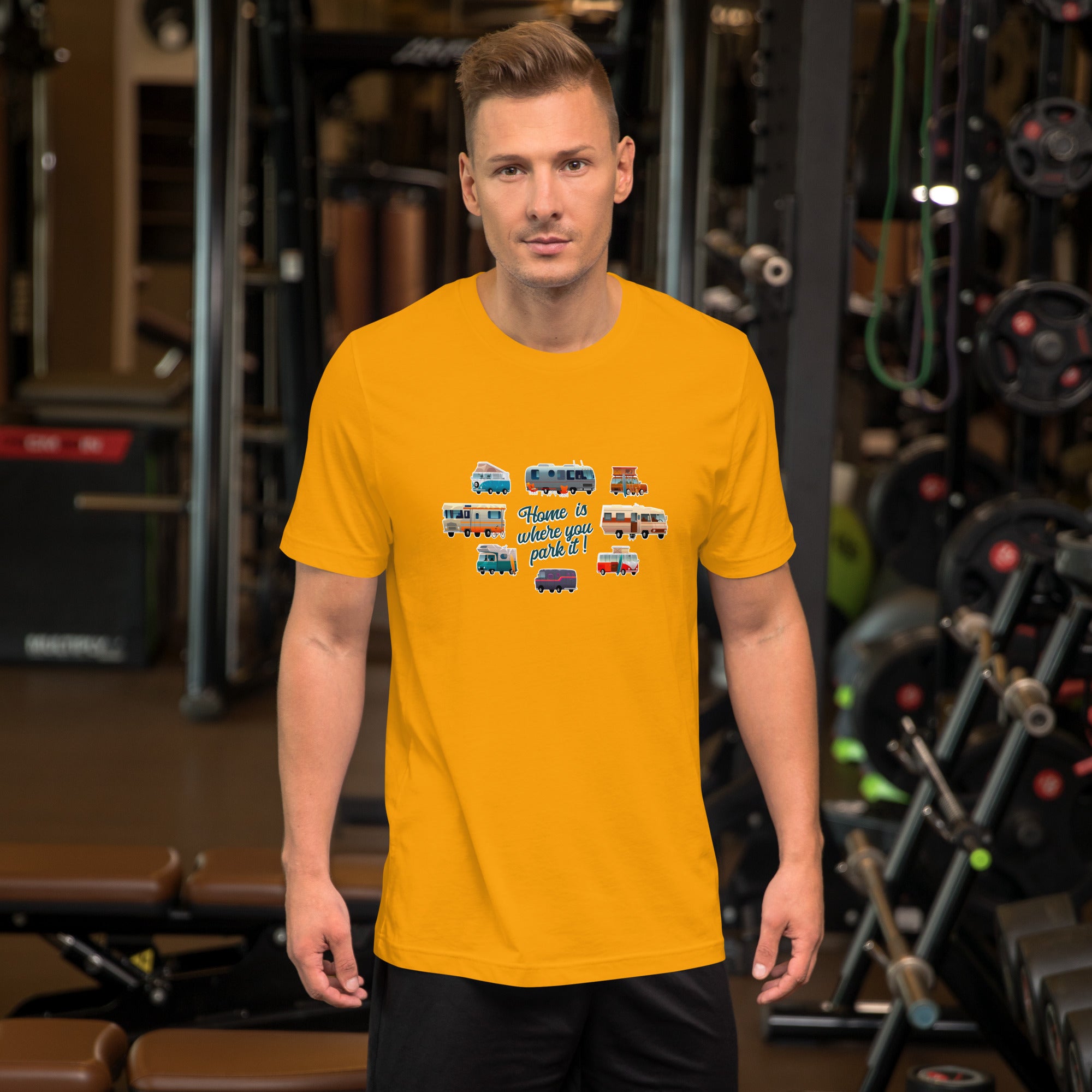 T-shirt en coton unisexe Square Vintage Campers sur couleurs vives