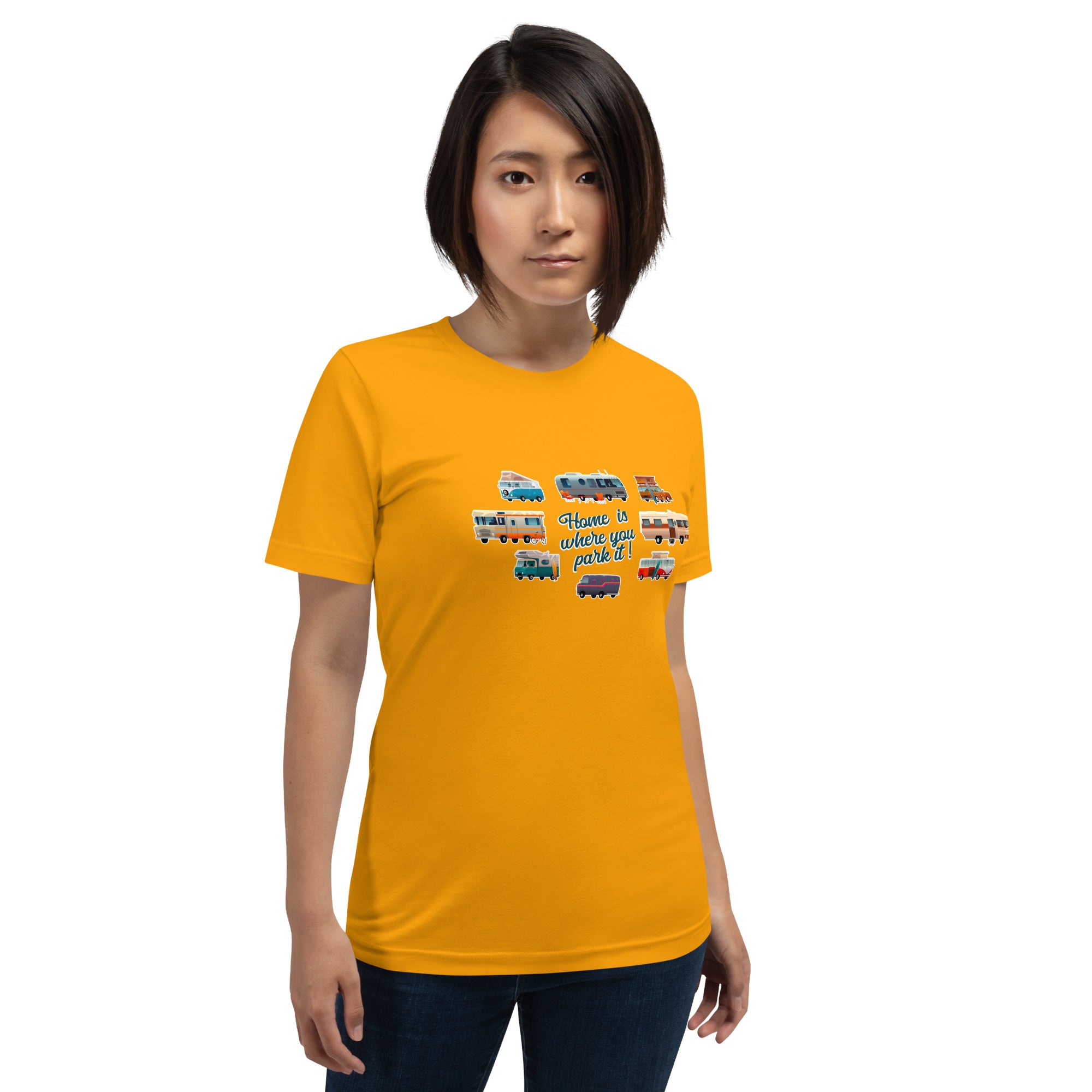 T-shirt en coton unisexe Square Vintage Campers sur couleurs vives