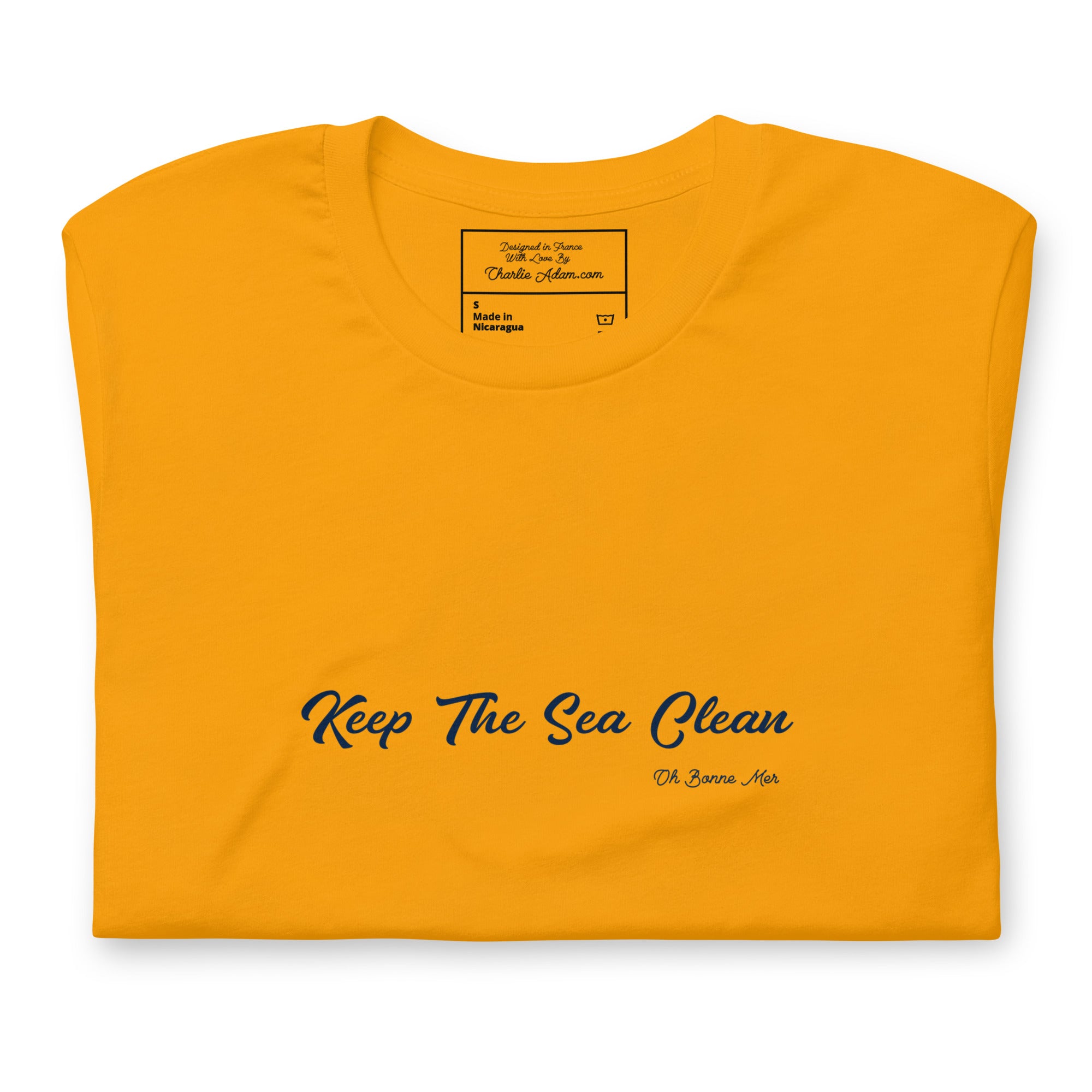 Unisex cotton t-shirt Keep The Sea Clean Navy on bright colors