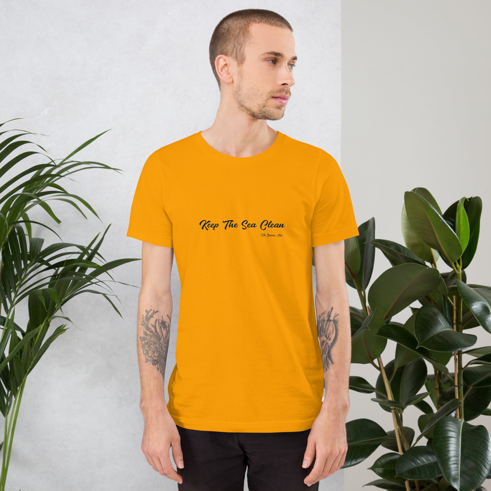 Unisex cotton t-shirt Keep The Sea Clean Navy on bright colors