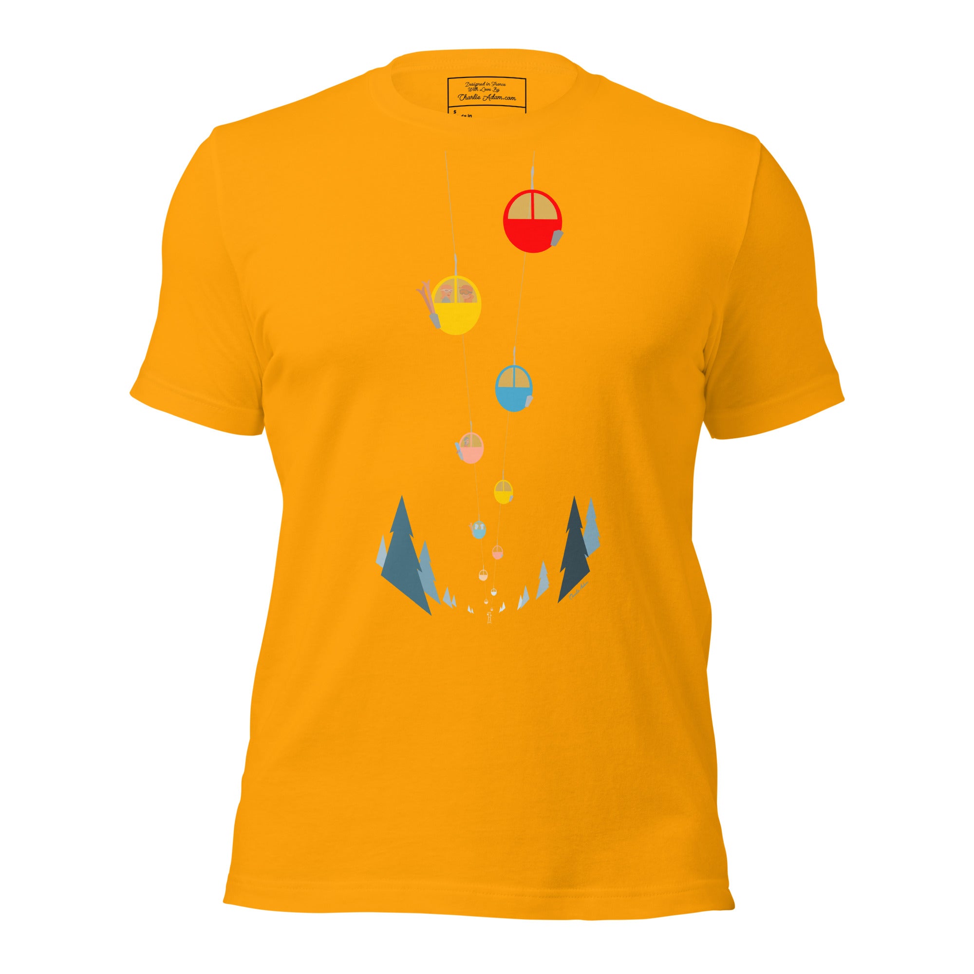 T-shirt en coton unisexe Gondolas in the mist sur couleurs claires