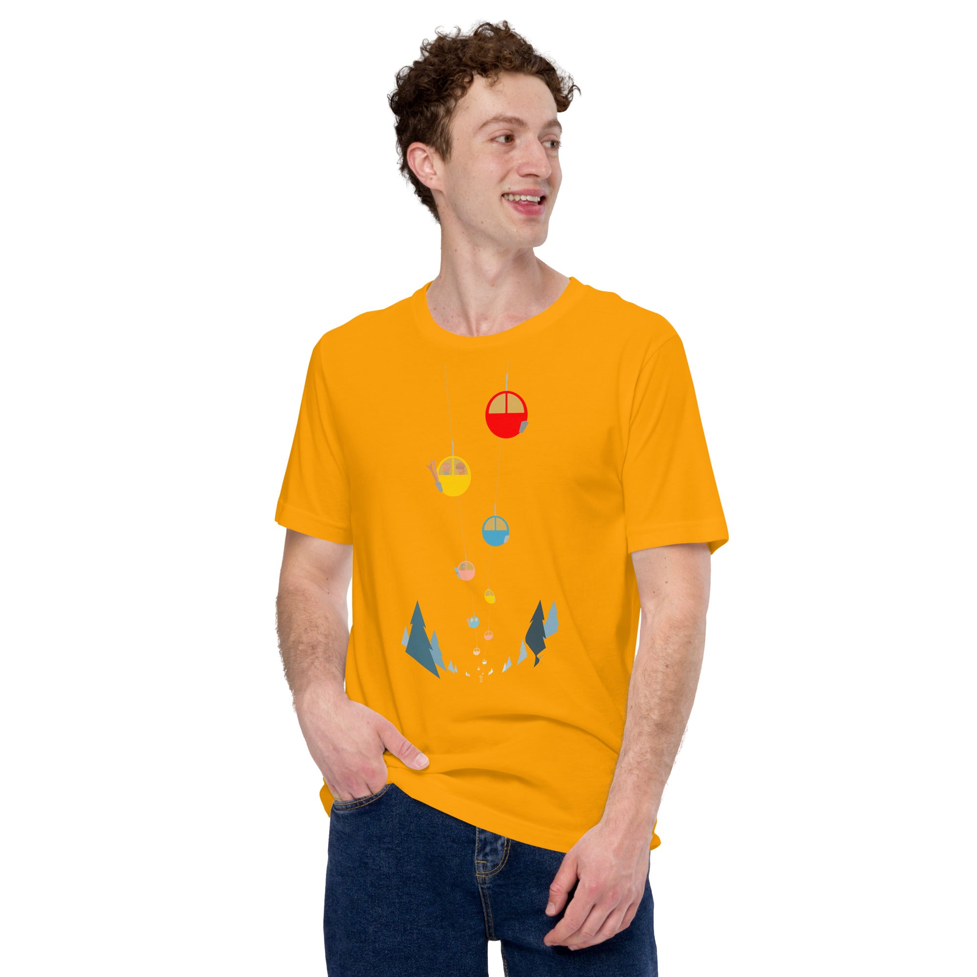 T-shirt en coton unisexe Gondolas in the mist sur couleurs claires
