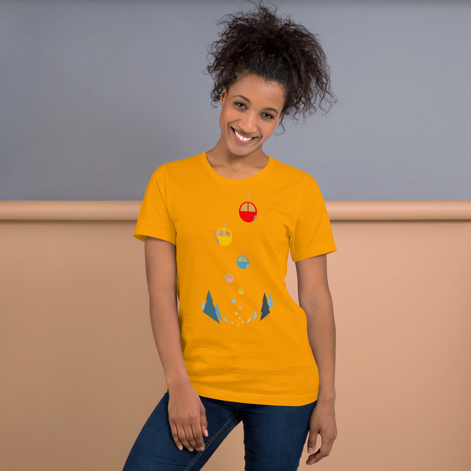 T-shirt en coton unisexe Gondolas in the mist sur couleurs claires