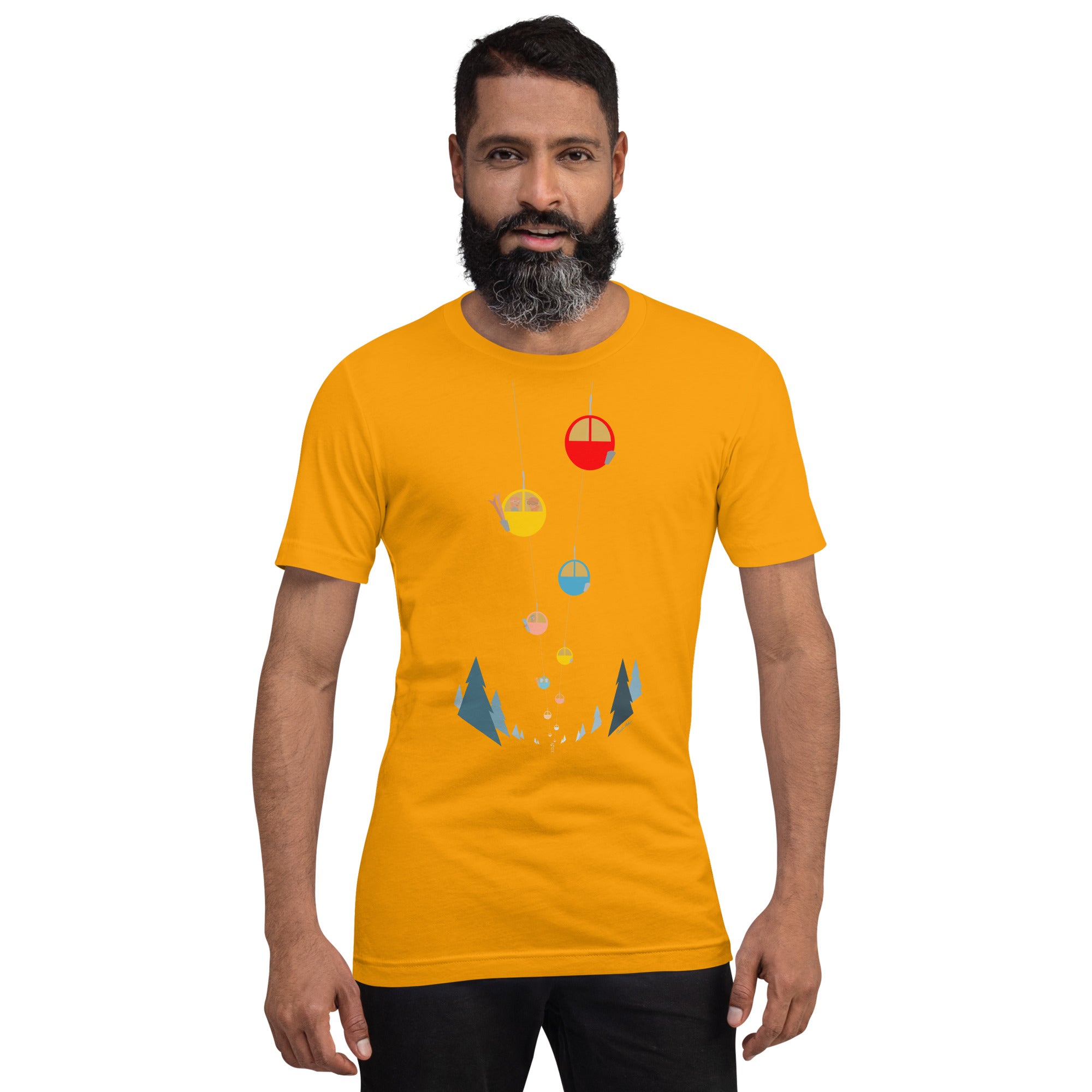 T-shirt en coton unisexe Gondolas in the mist sur couleurs claires
