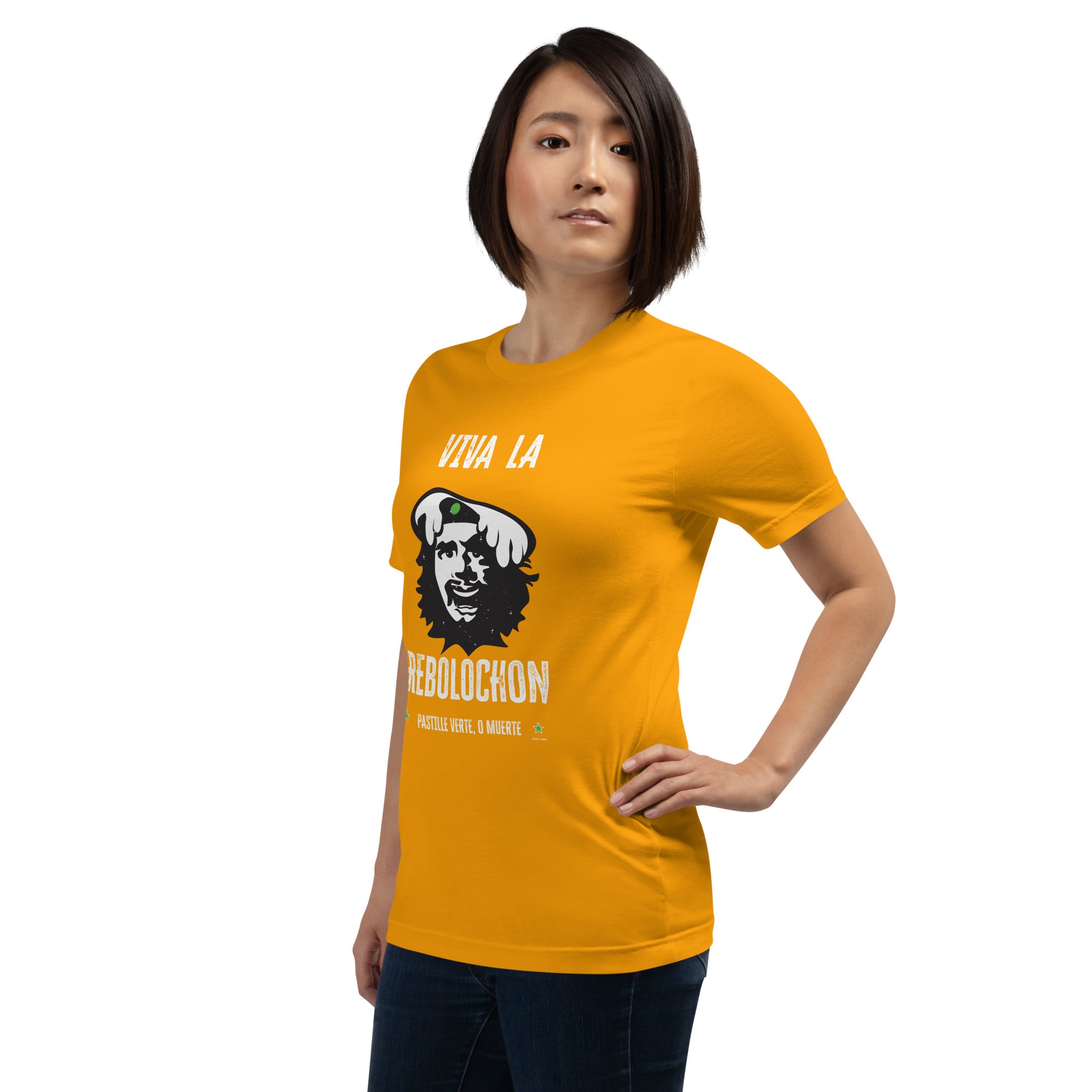 T-shirt en coton unisexe Viva la Rebolochon sur couleurs vives