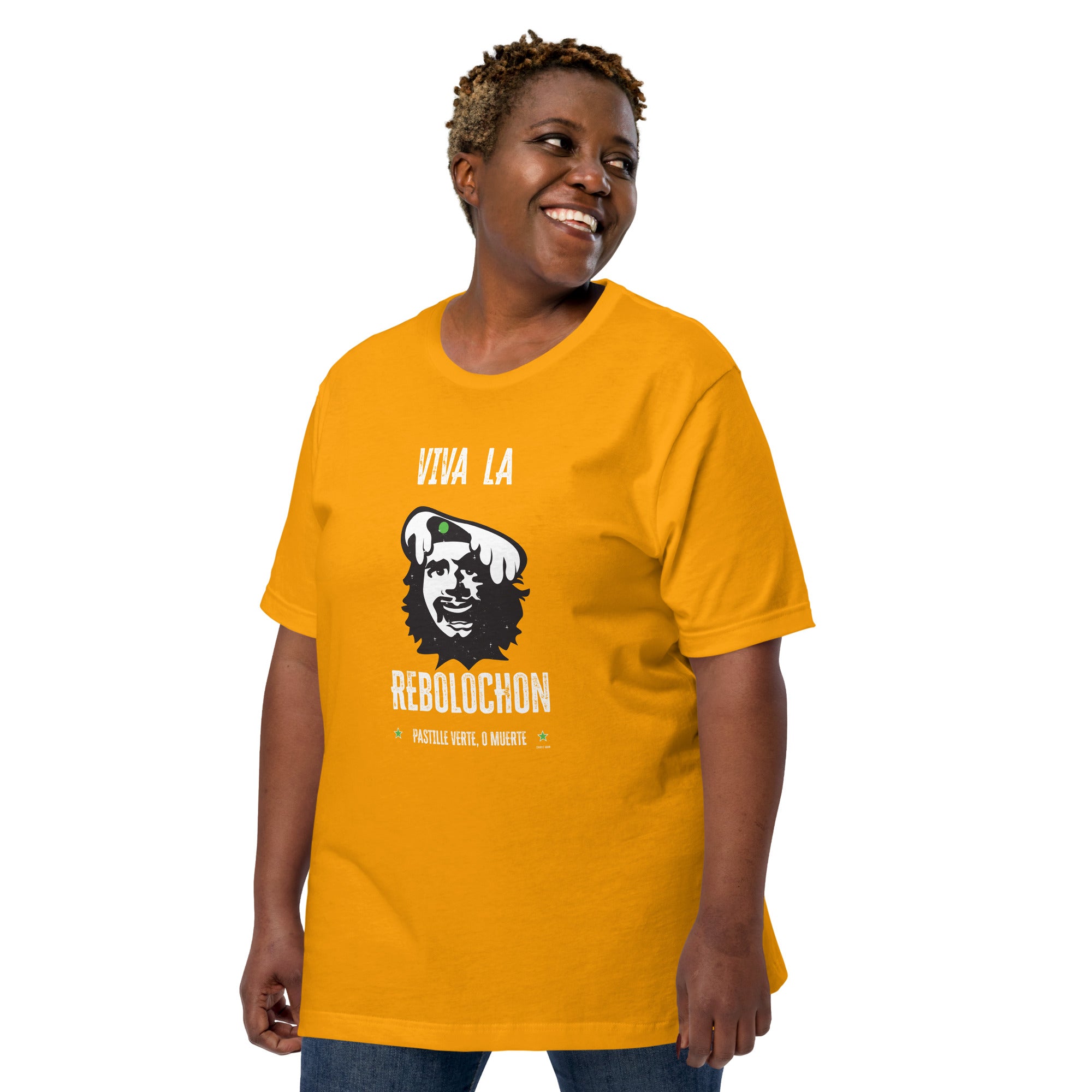 T-shirt en coton unisexe Viva la Rebolochon sur couleurs vives