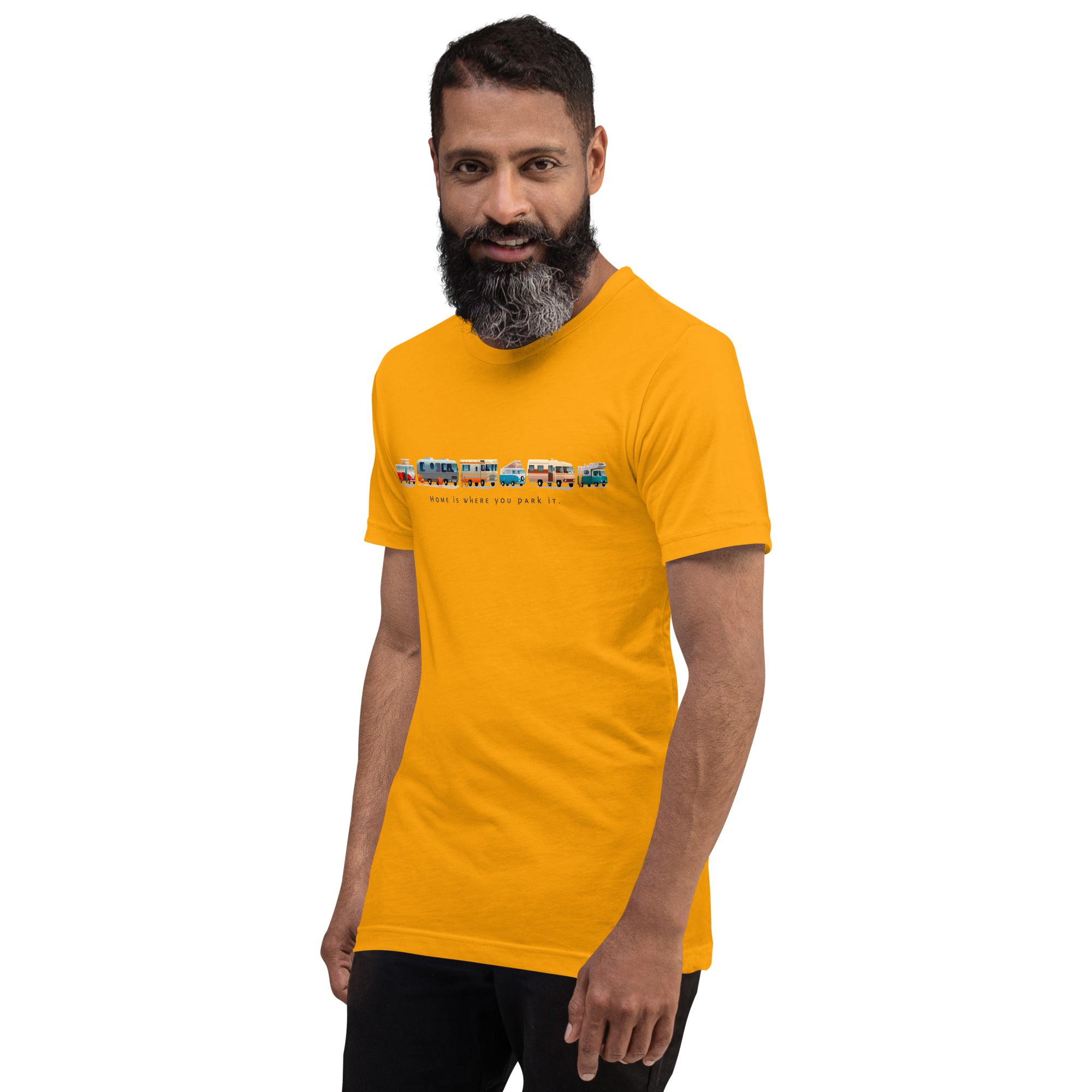 Unisex cotton t-shirt Vintage Campers on bright colors