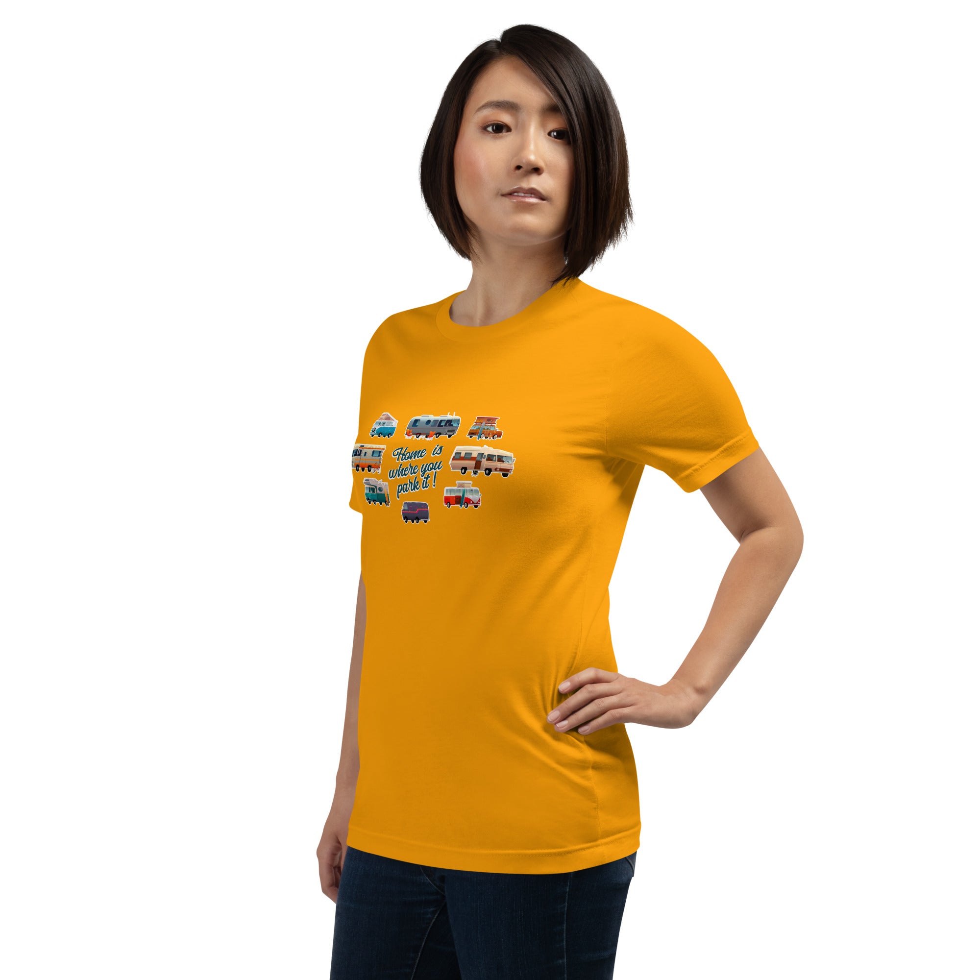 T-shirt en coton unisexe Square Vintage Campers sur couleurs vives