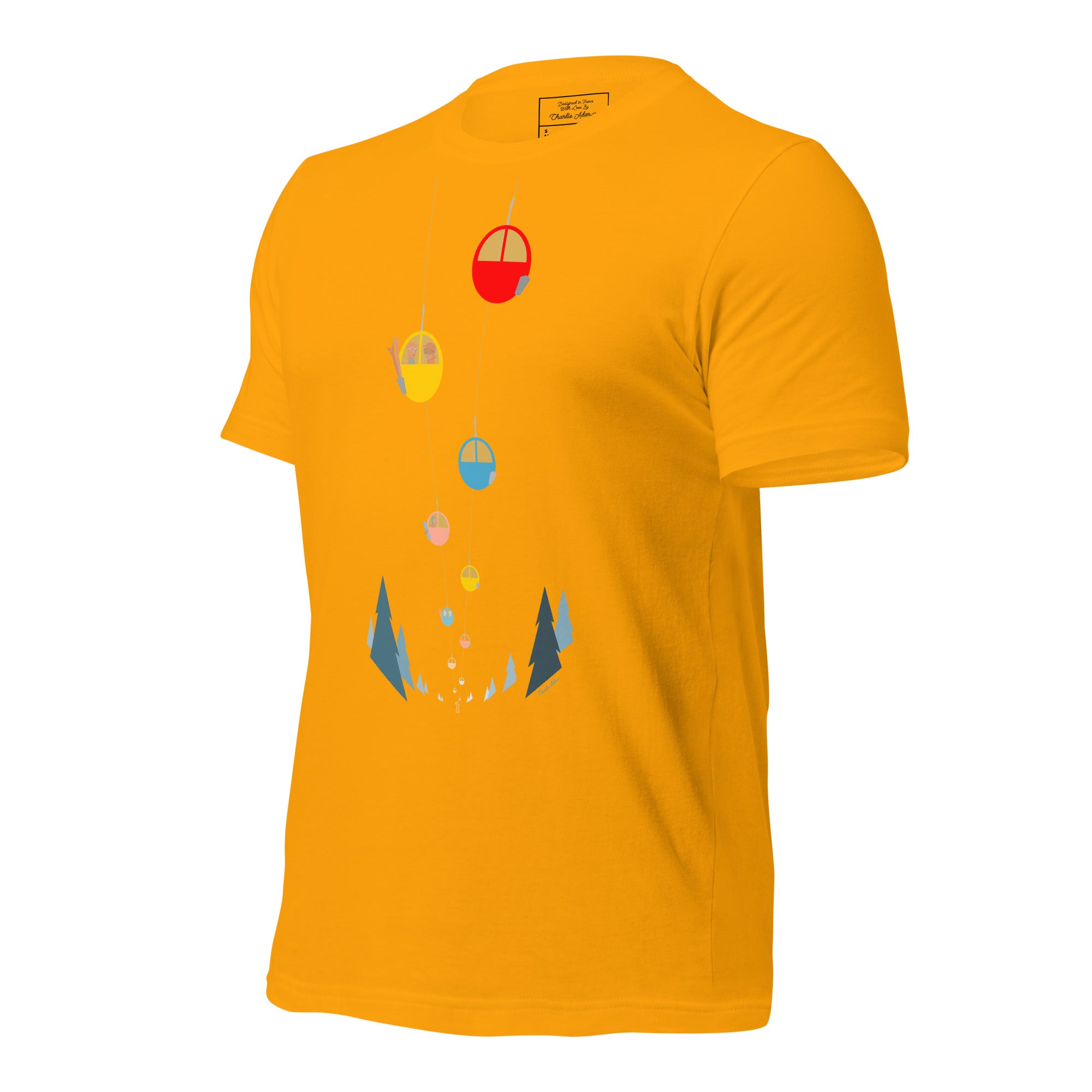 T-shirt en coton unisexe Gondolas in the mist sur couleurs claires