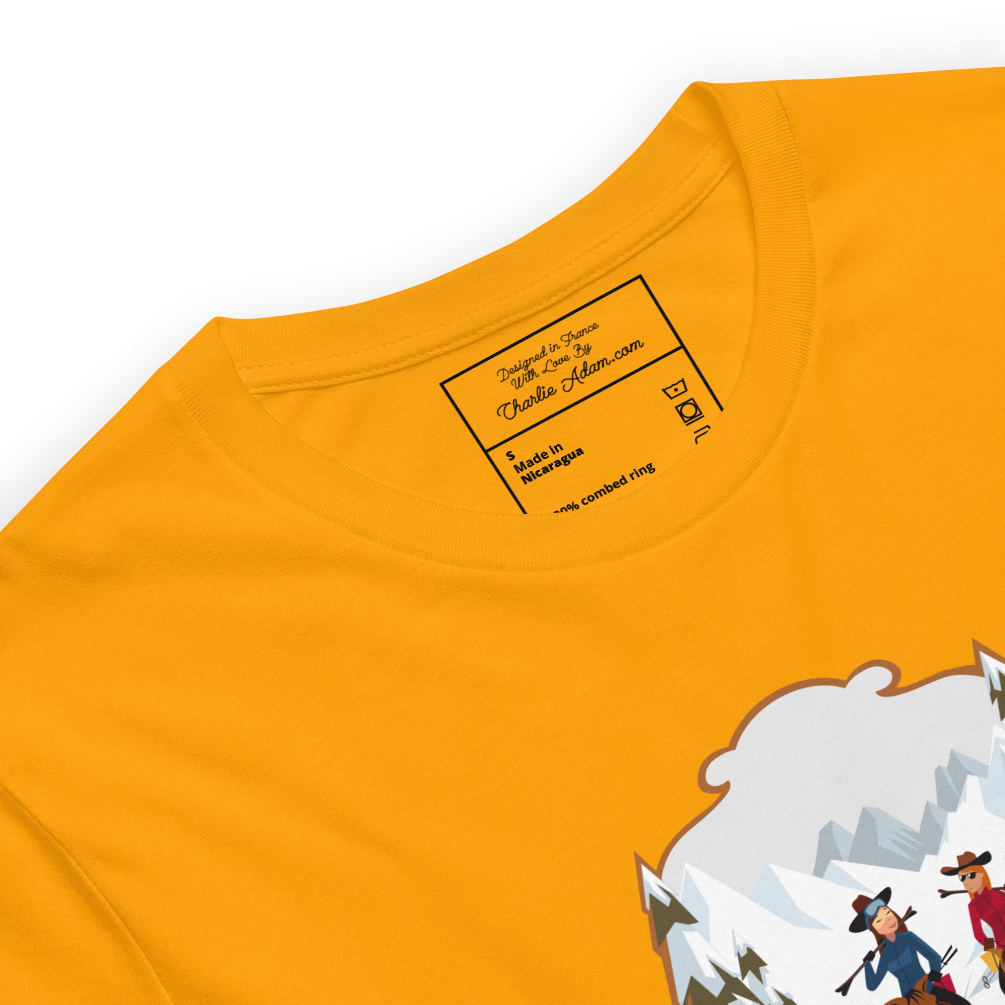 T-shirt en coton unisexe The Skiing Cowgirl sur couleurs vives