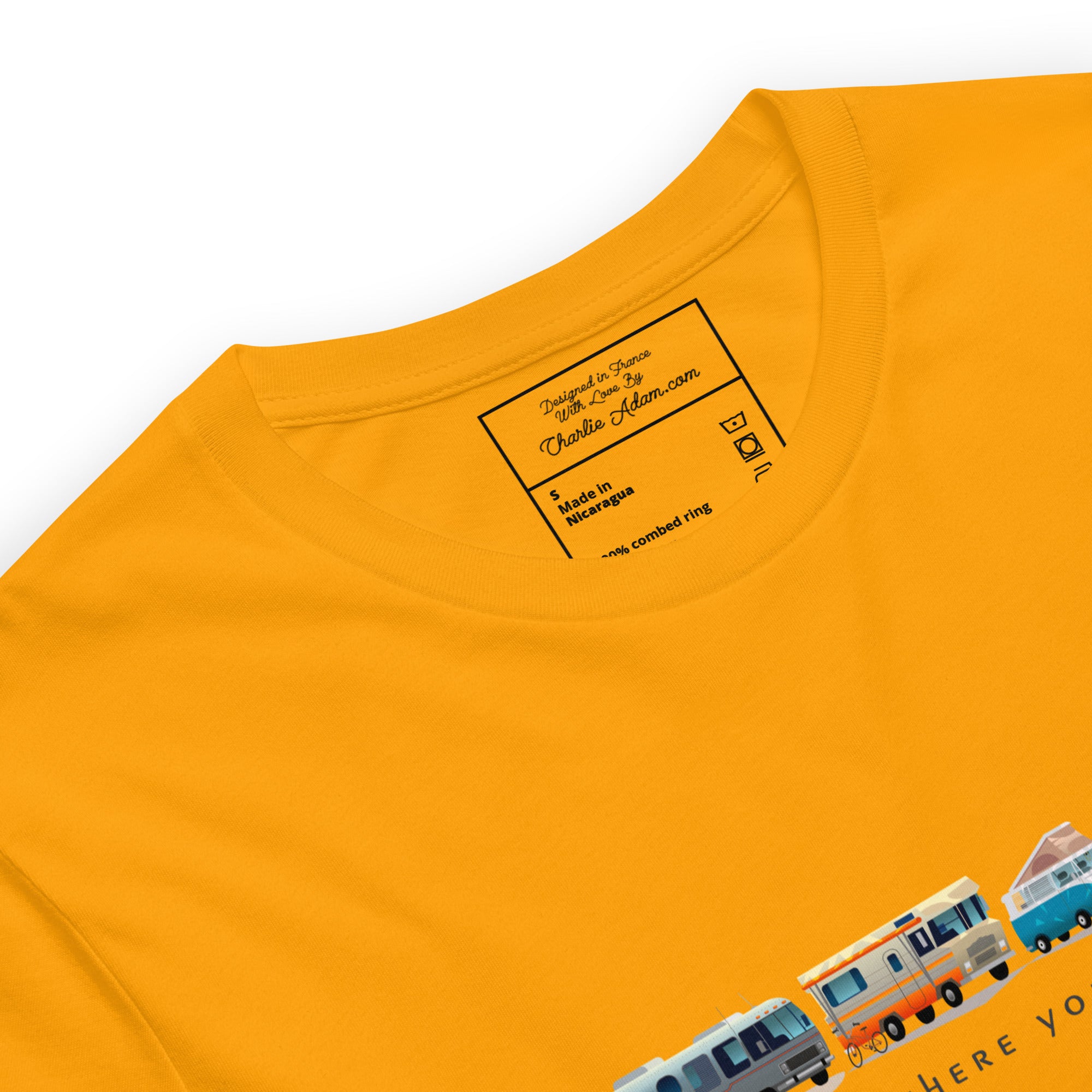 Unisex cotton t-shirt Vintage Campers on bright colors