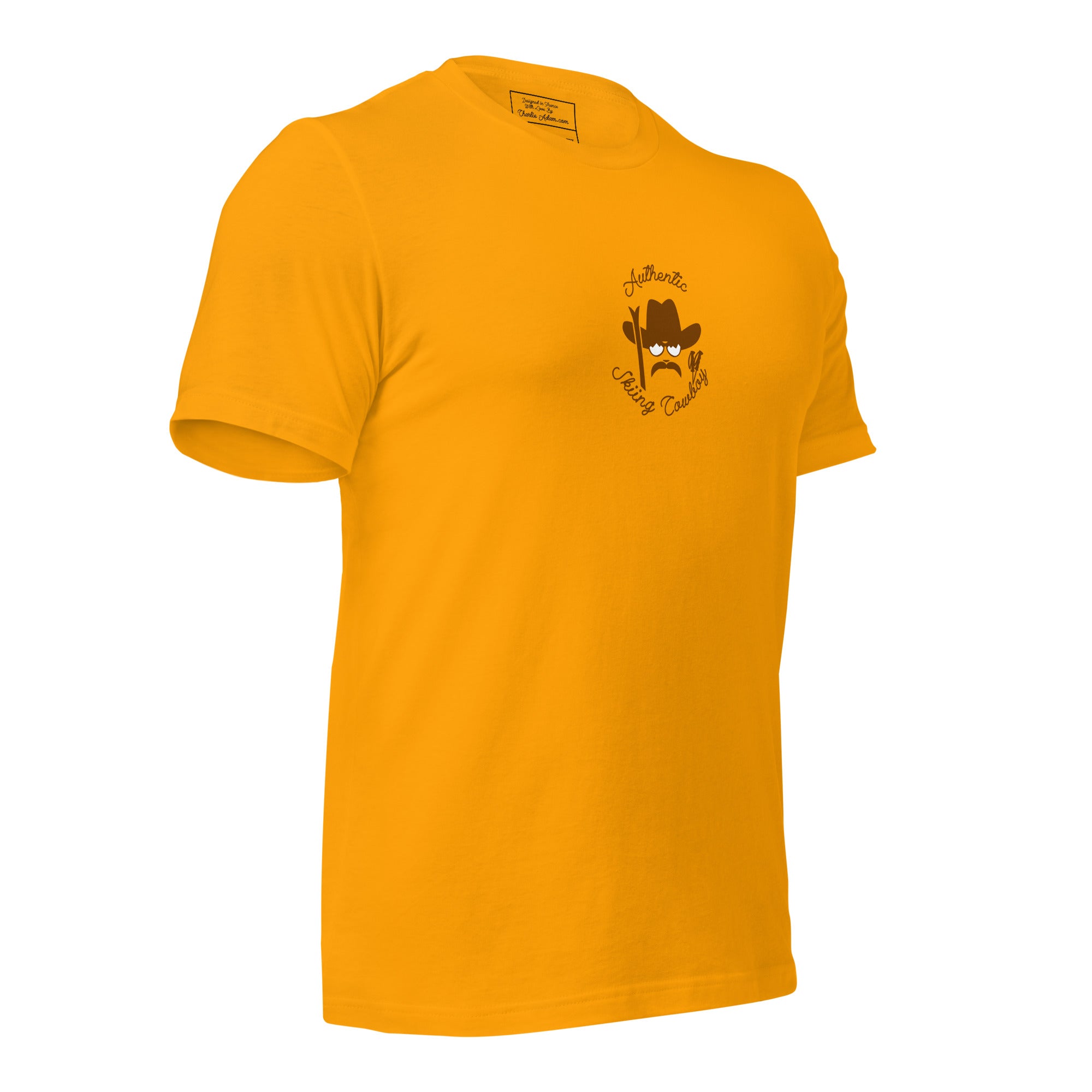 Unisex cotton t-shirt Authentic Skiing Cowboy on bright colors