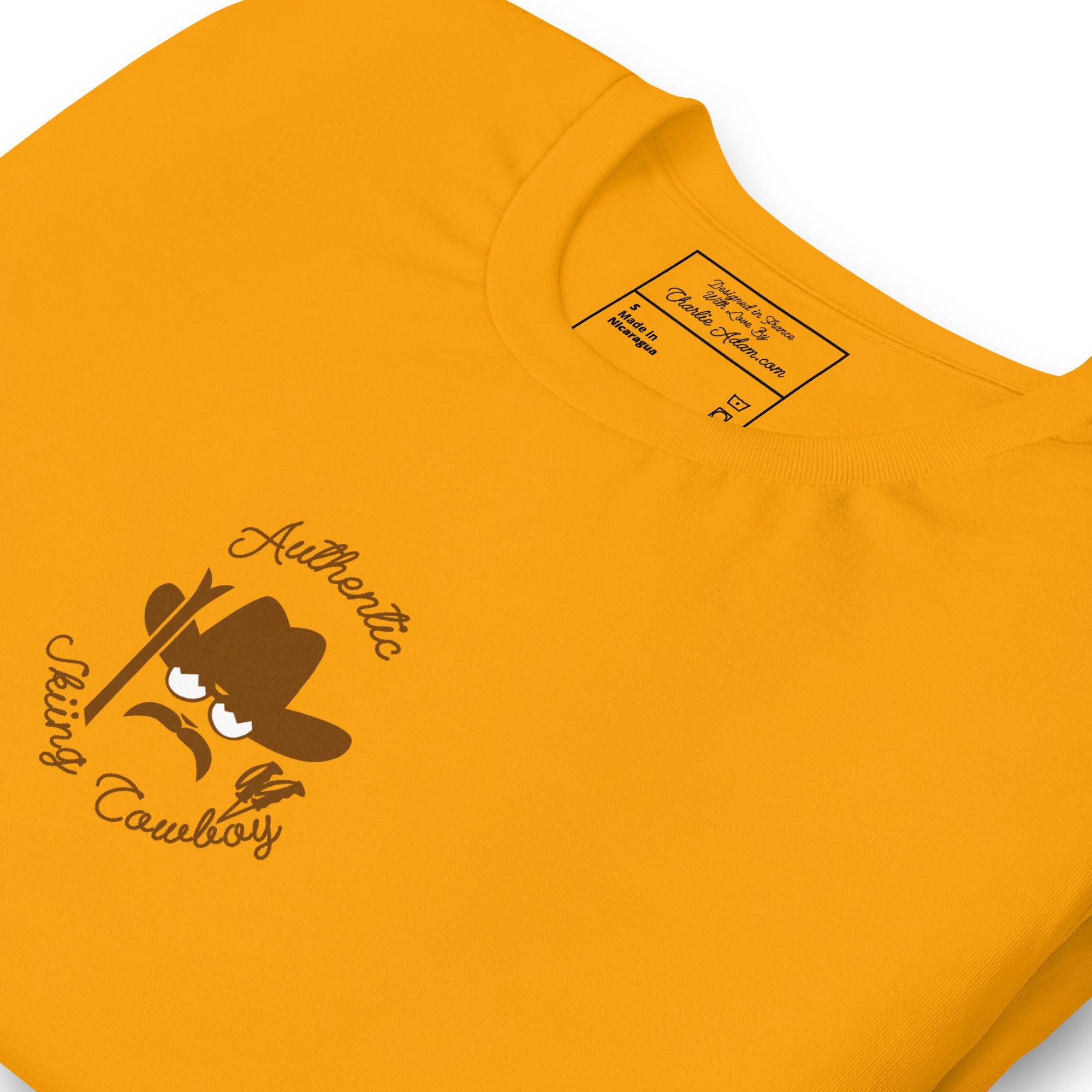 Unisex cotton t-shirt Authentic Skiing Cowboy on bright colors