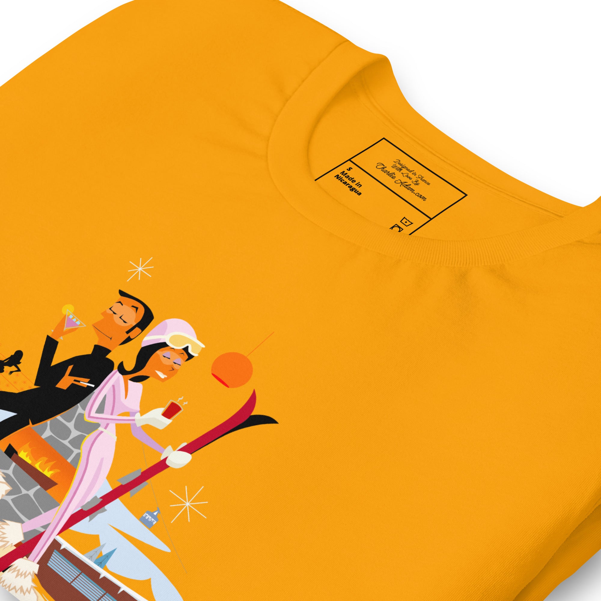 Unisex cotton t-shirt License to Chill Mission Après-Ski on bright colors