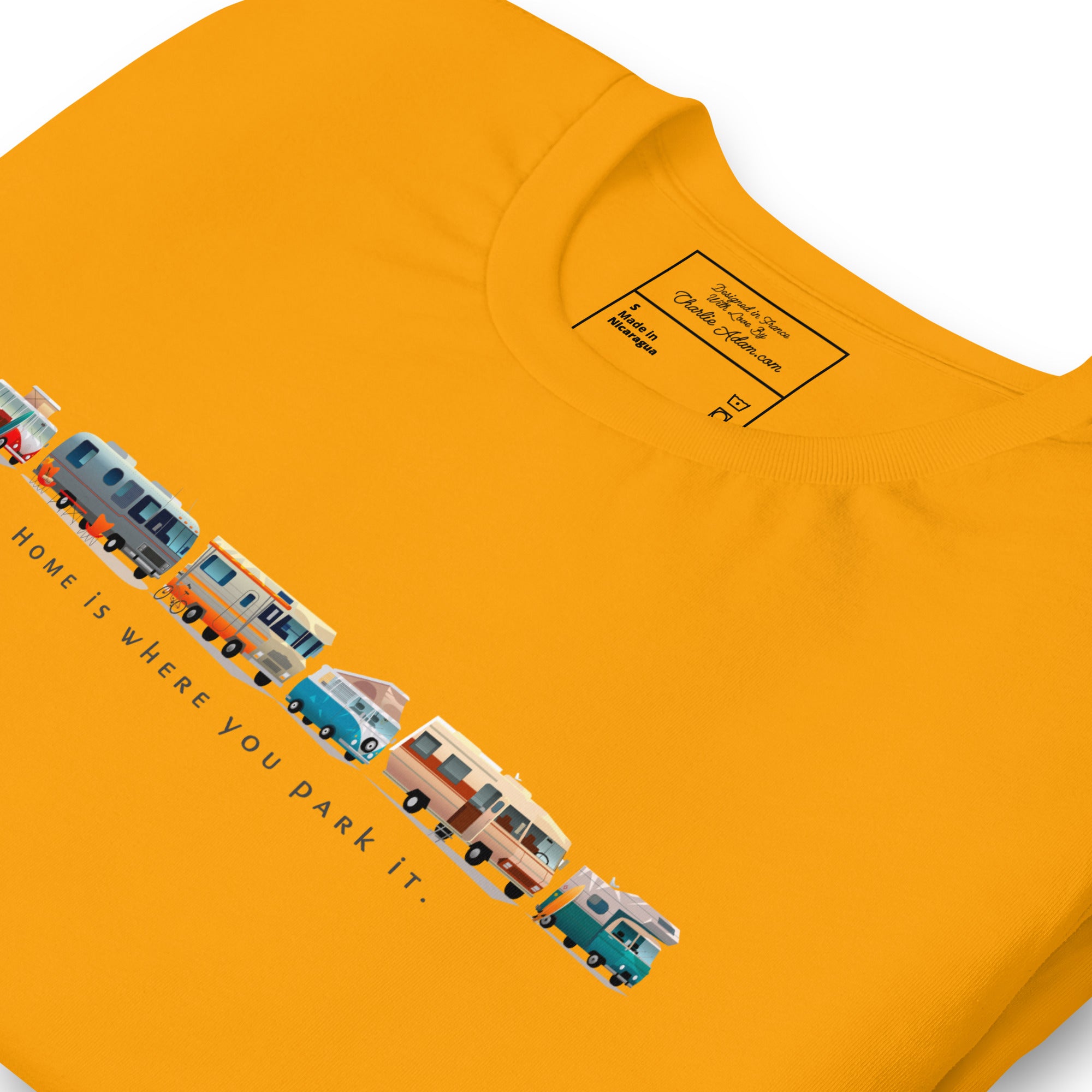 Unisex cotton t-shirt Vintage Campers on bright colors