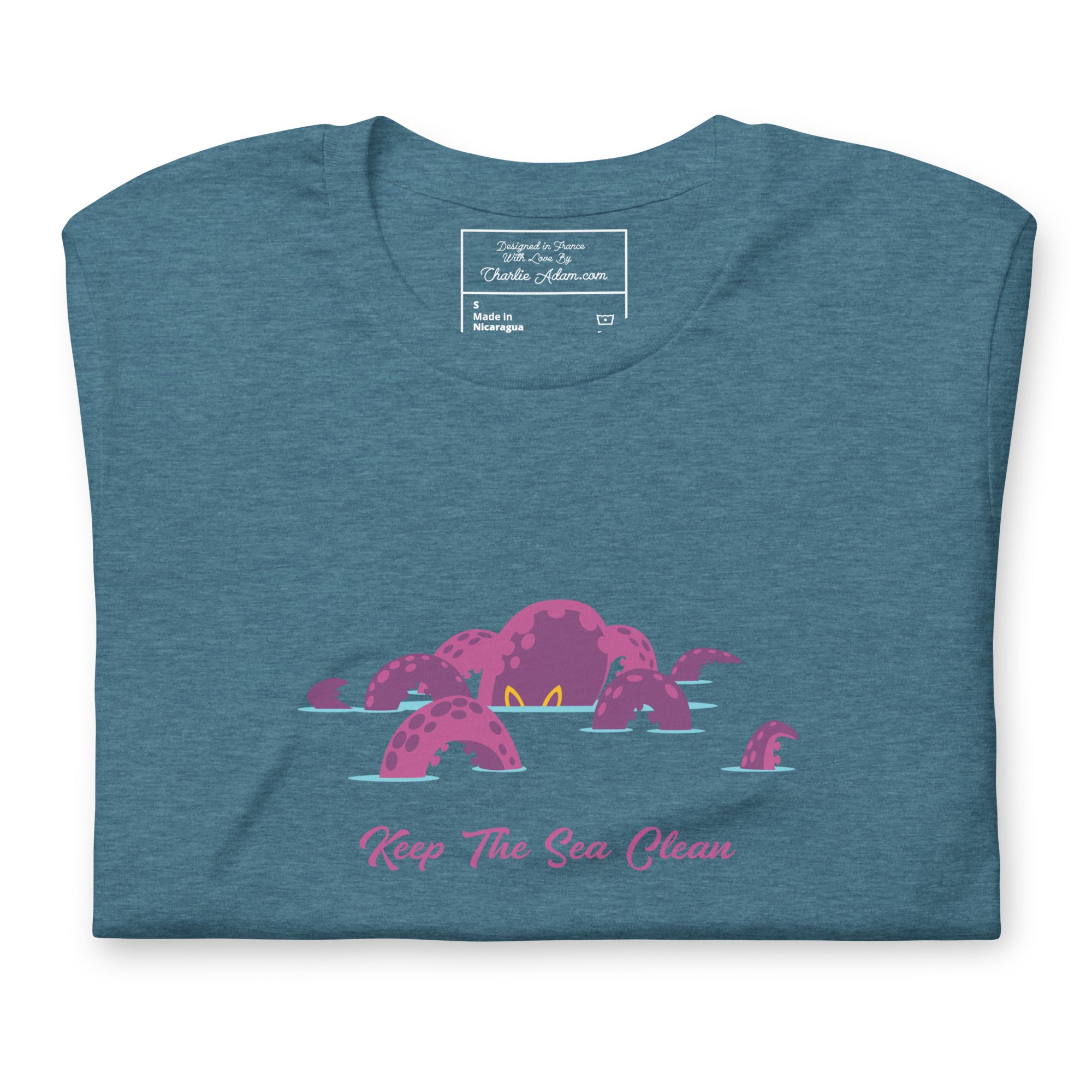 T-shirt en coton unisexe Octopus Purple sur couleurs chinées foncées