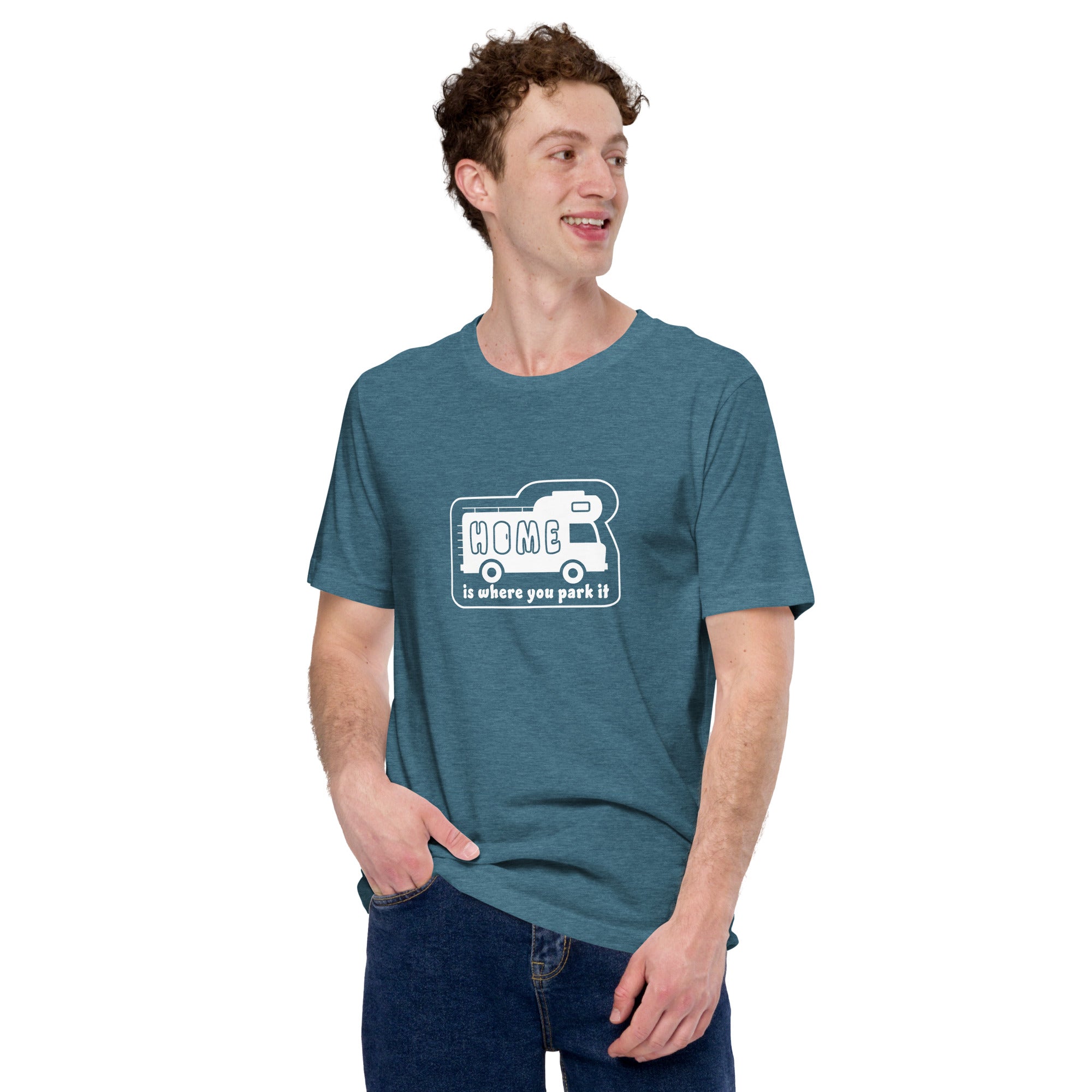 T-shirt en coton unisexe Bold Camper Van sur couleurs chinées foncées