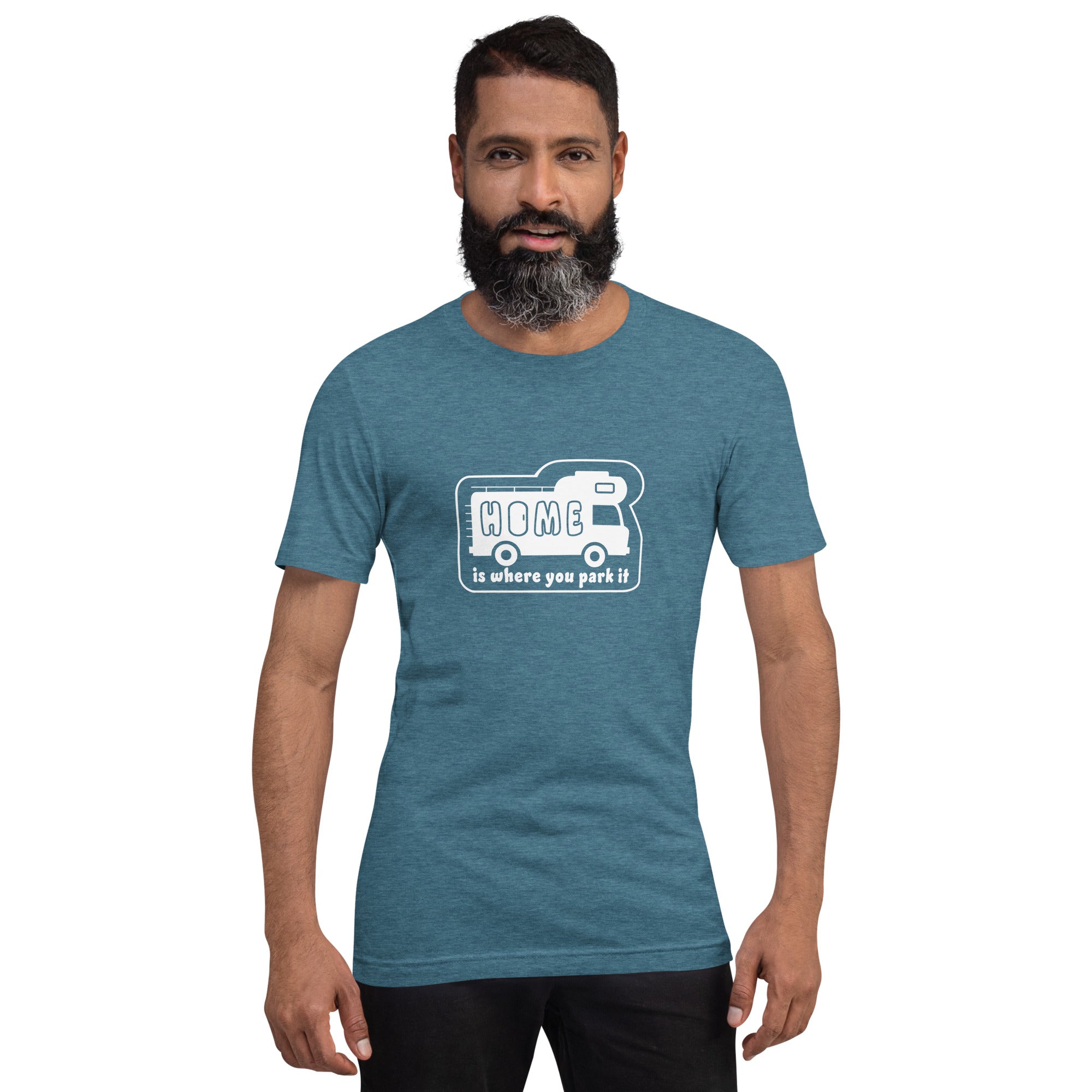 Unisex cotton t-shirt Bold Camper Van on dark heather colors
