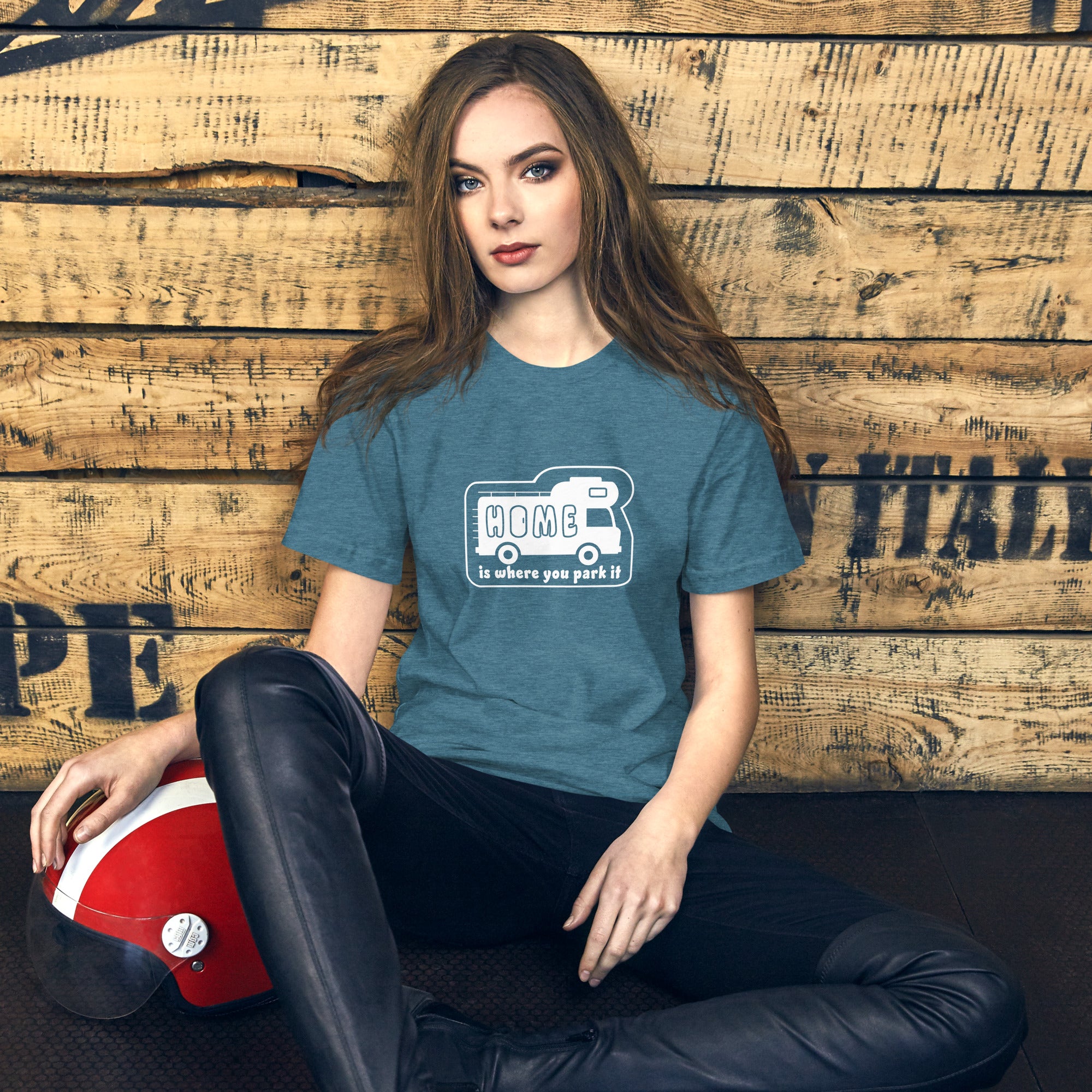 Unisex cotton t-shirt Bold Camper Van on dark heather colors
