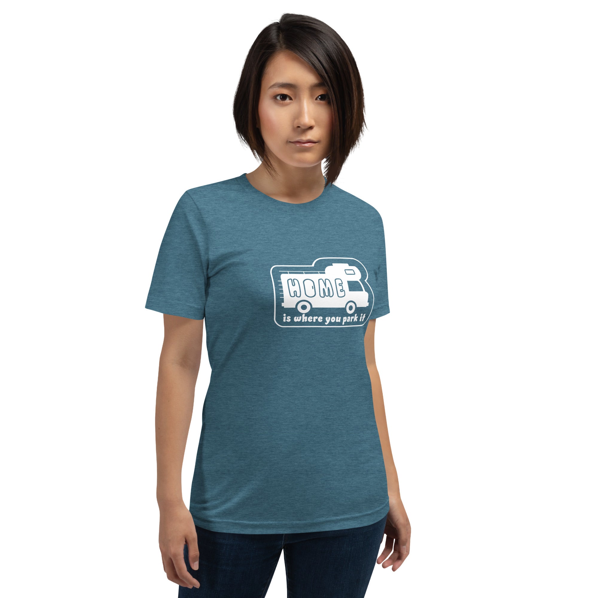 Unisex cotton t-shirt Bold Camper Van on dark heather colors