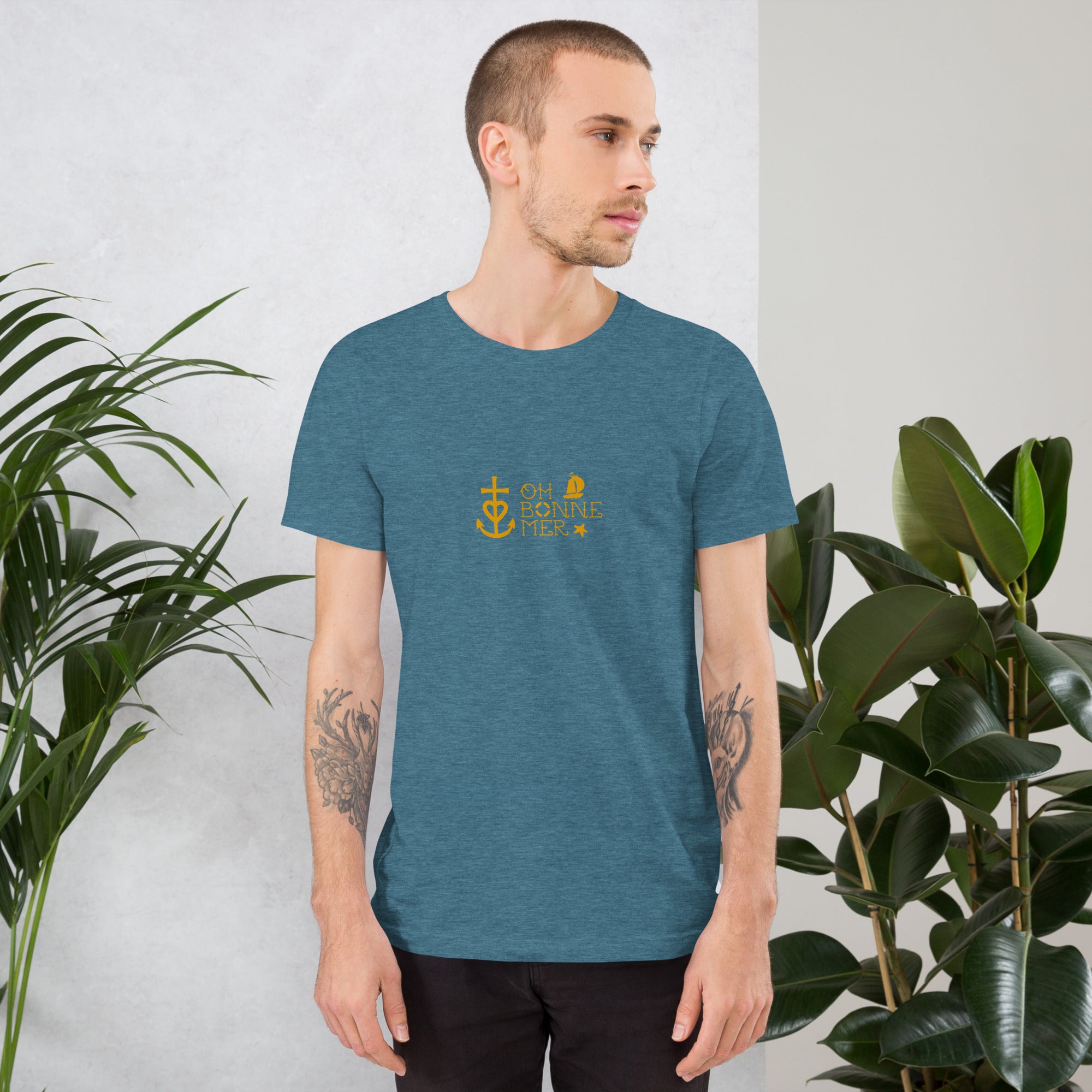Unisex cotton t-shirt Oh Bonne Mer 2 on dark heather colors